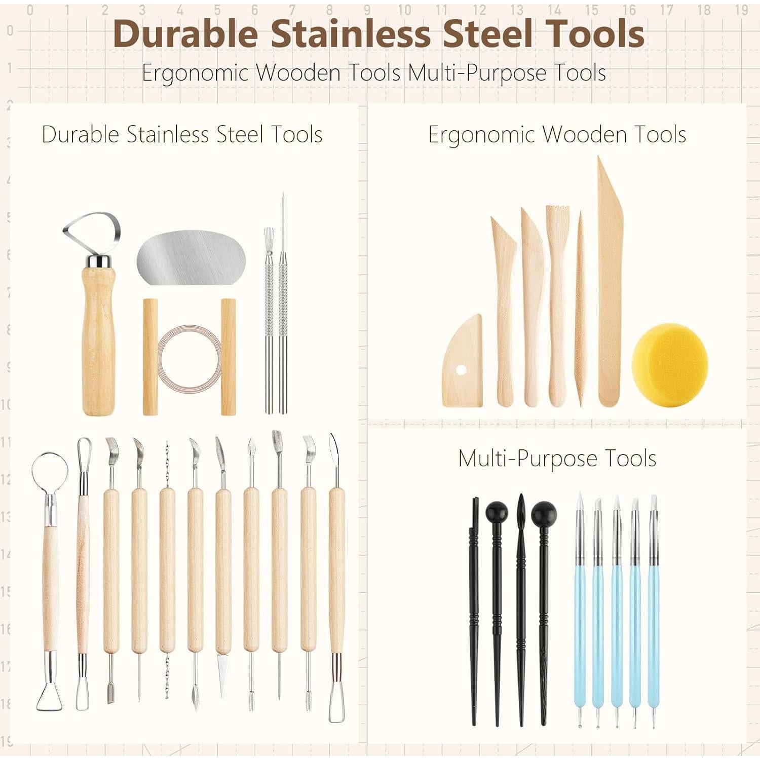 Set de Herramientas de Escultura en Arcilla UUSYCUN 34 Piezas
