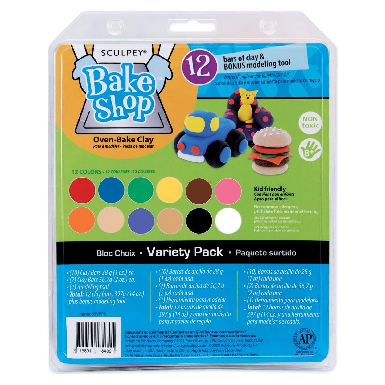 Arcilla Polimérica Sculpey Bake Shop 12 Colores para Hornear