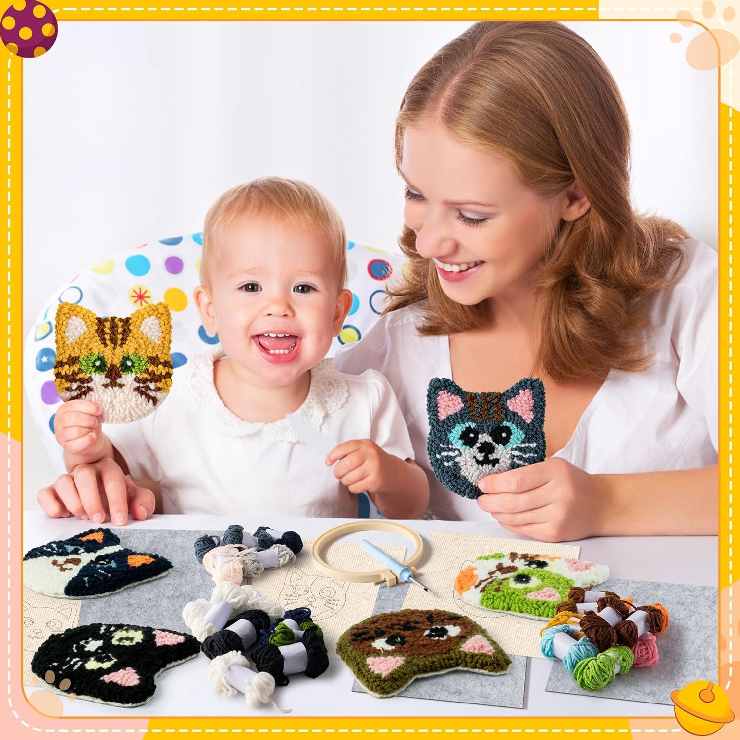 Kit de Posavasos de Aguja de Punch WATINC - 22 Piezas con Patrones de Gatito