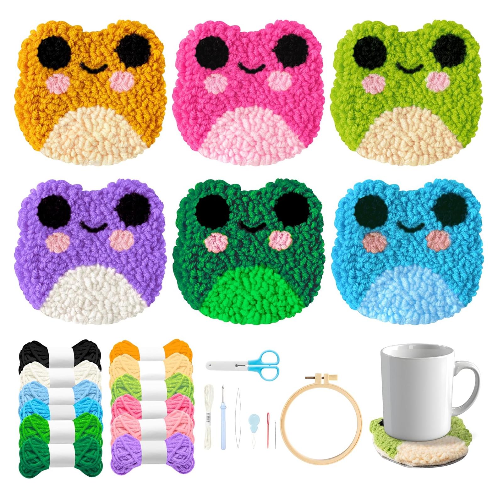 Kit de Posavasos de Aguja de Punzón WATINC - 22 Piezas con Patrones de Ranas