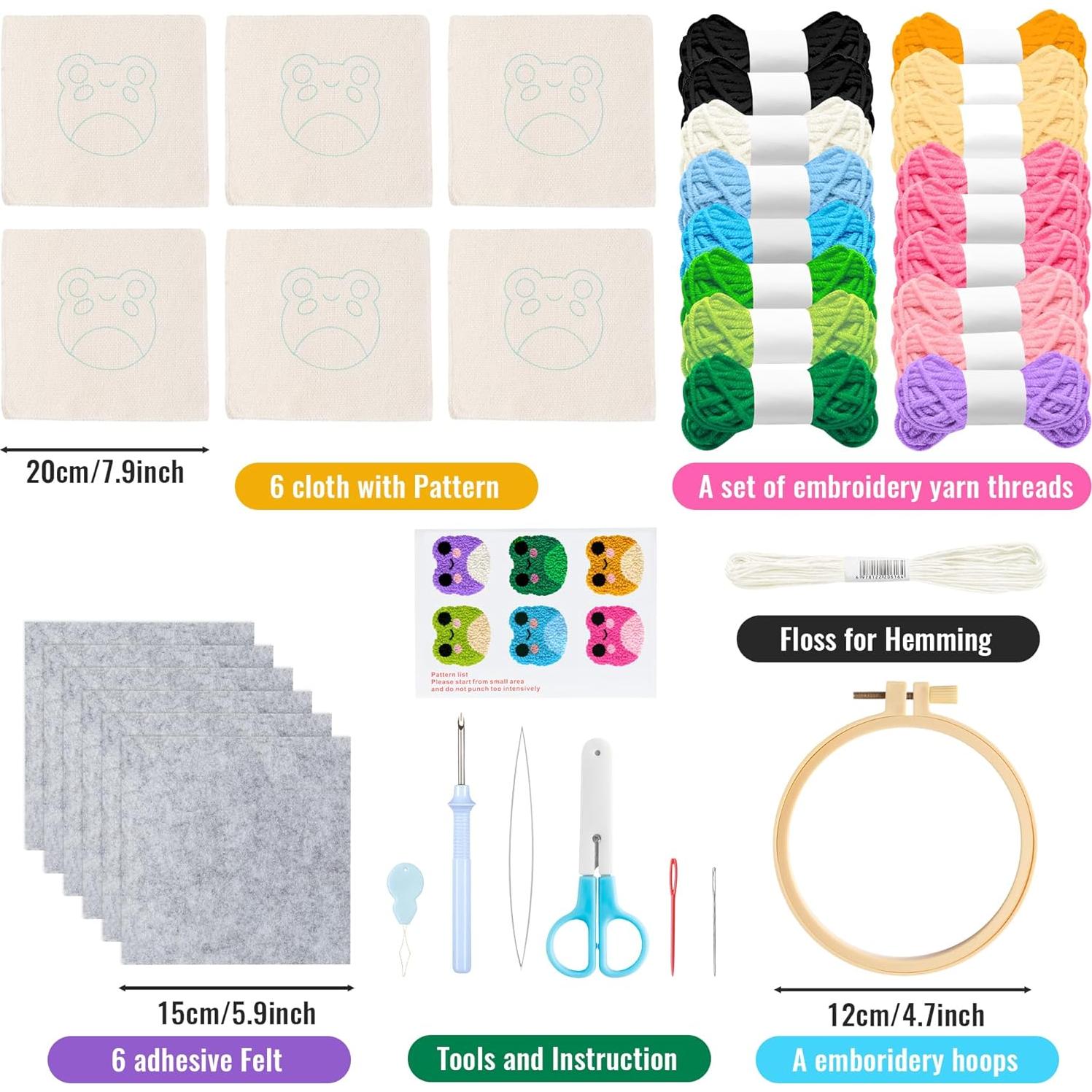 Kit de Posavasos de Aguja de Punzón WATINC - 22 Piezas con Patrones de Ranas