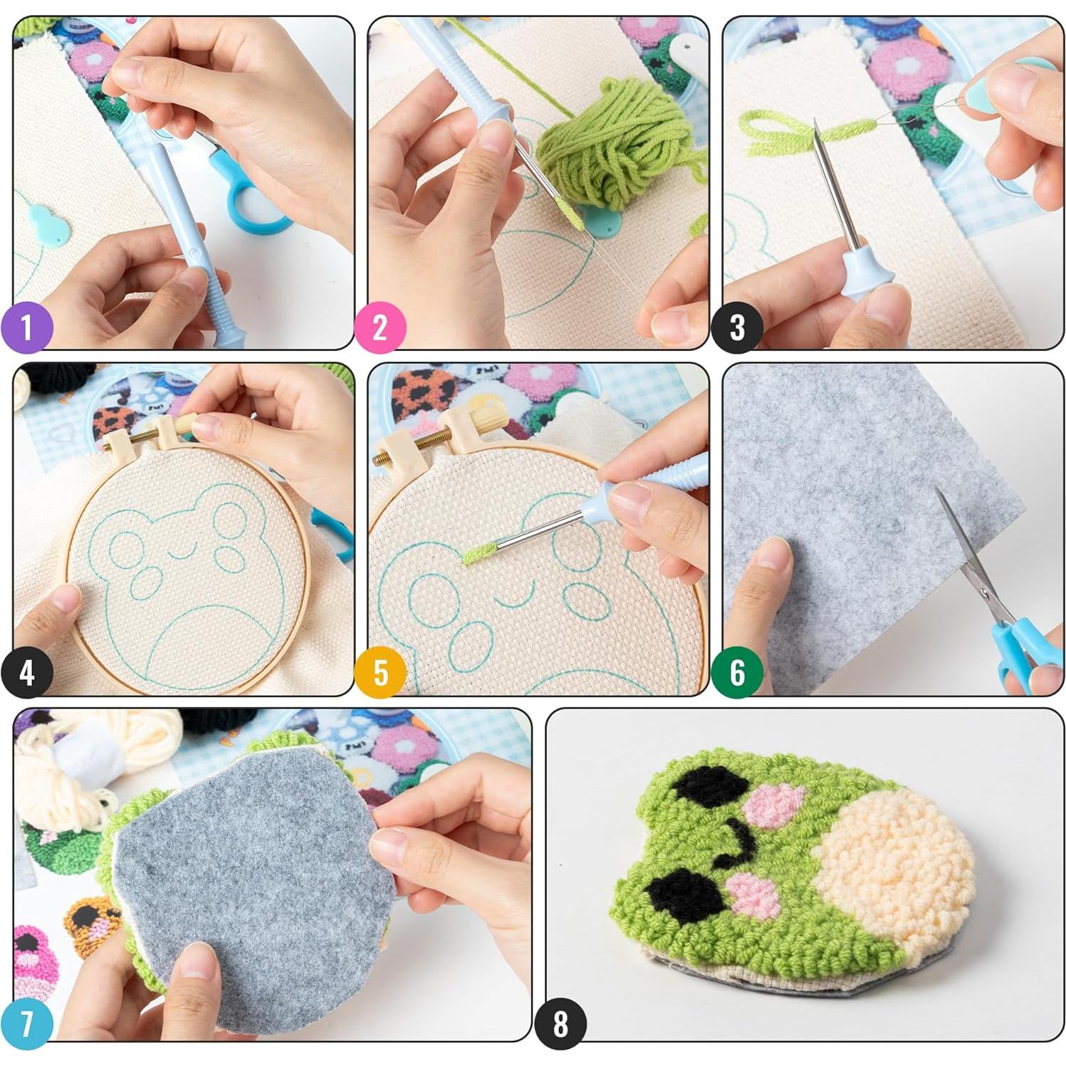 Kit de Posavasos de Aguja de Punzón WATINC - 22 Piezas con Patrones de Ranas