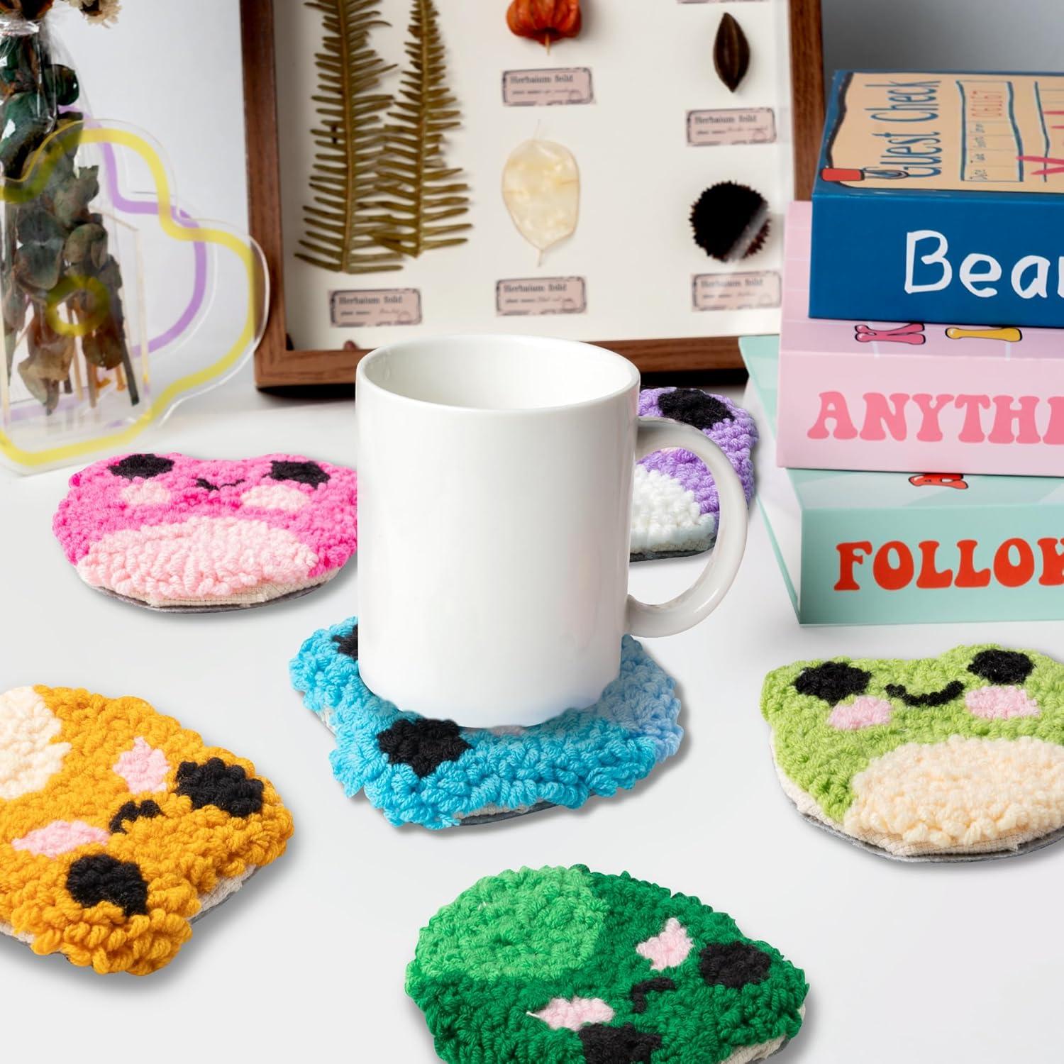 Kit de Posavasos de Aguja de Punzón WATINC - 22 Piezas con Patrones de Ranas