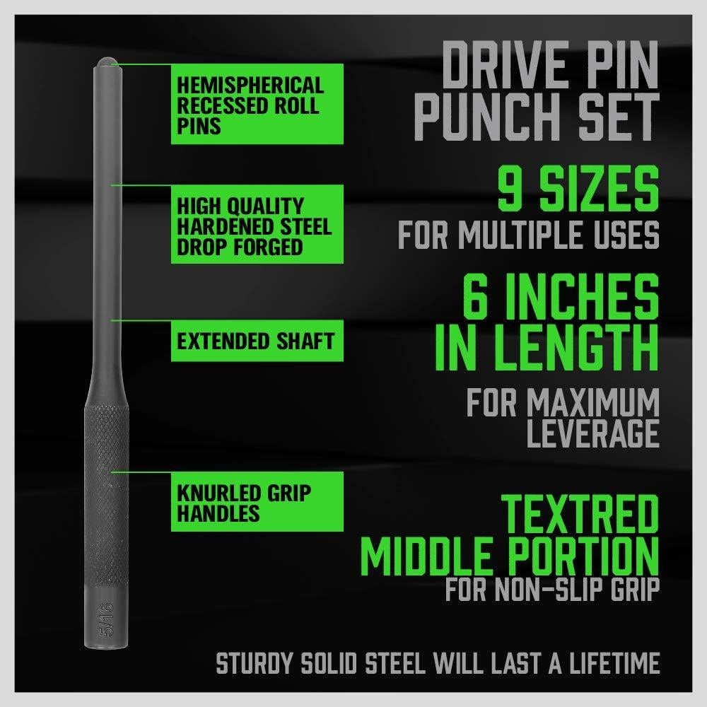 Set de Punzones de Clavo Rollo 9 Piezas Swanlake CR-V