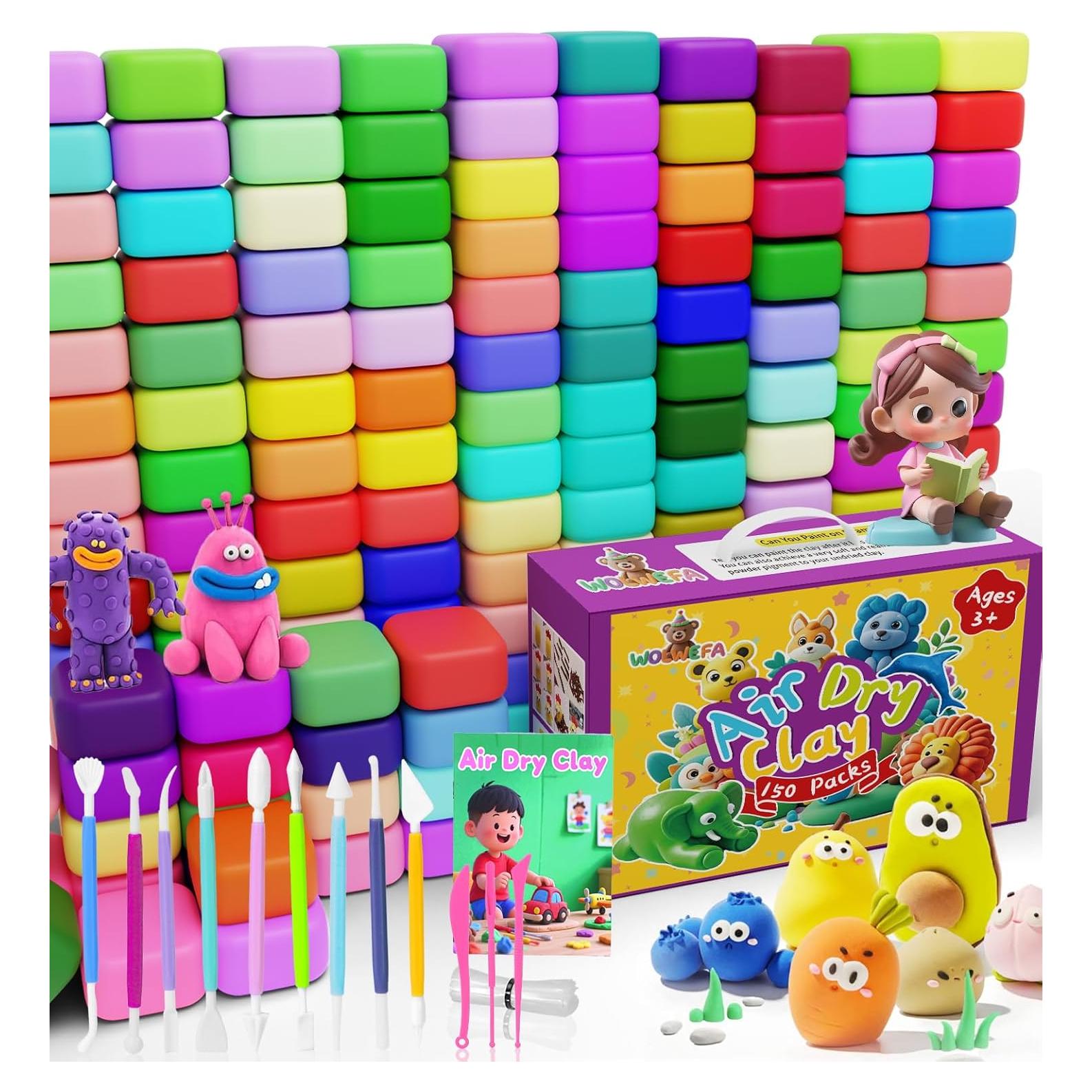 Arcilla Secada al Aire Wolwefa 150 Colores para Niños