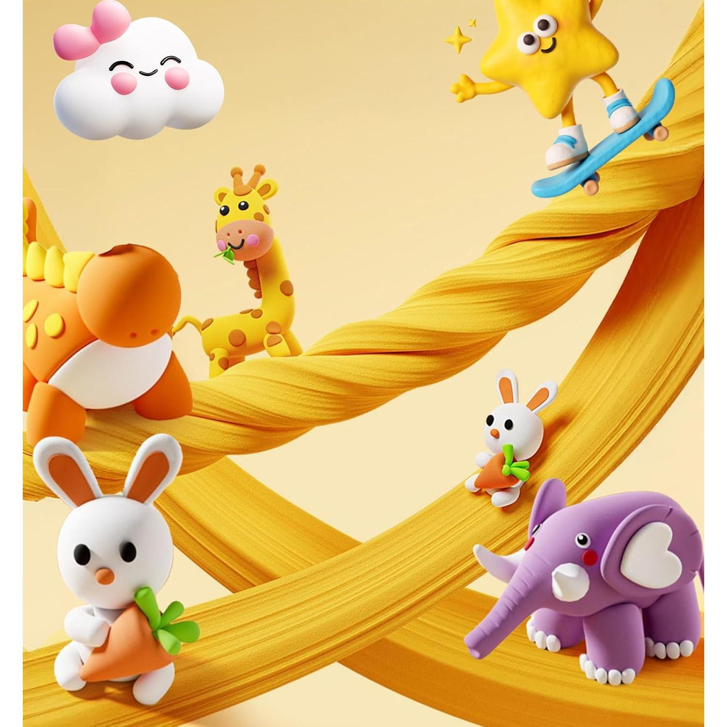 Arcilla Secada al Aire Wolwefa 120 Colores 1.13 kg con Herramientas