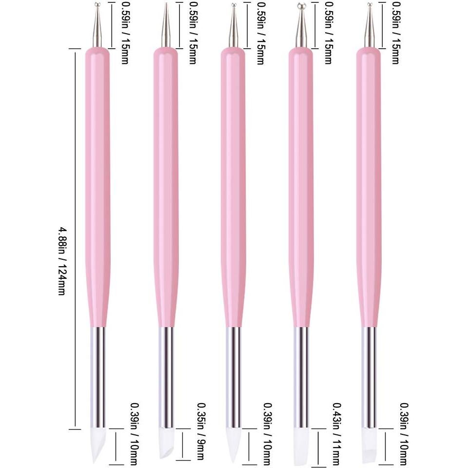 Set de 5 Herramientas de Arte de Uñas GZ - Doble Cabeza Rosa