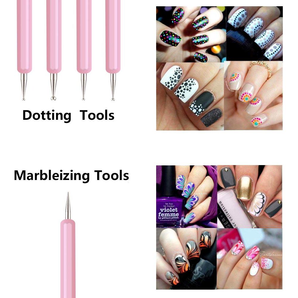 Set de 5 Herramientas de Arte de Uñas GZ - Doble Cabeza Rosa