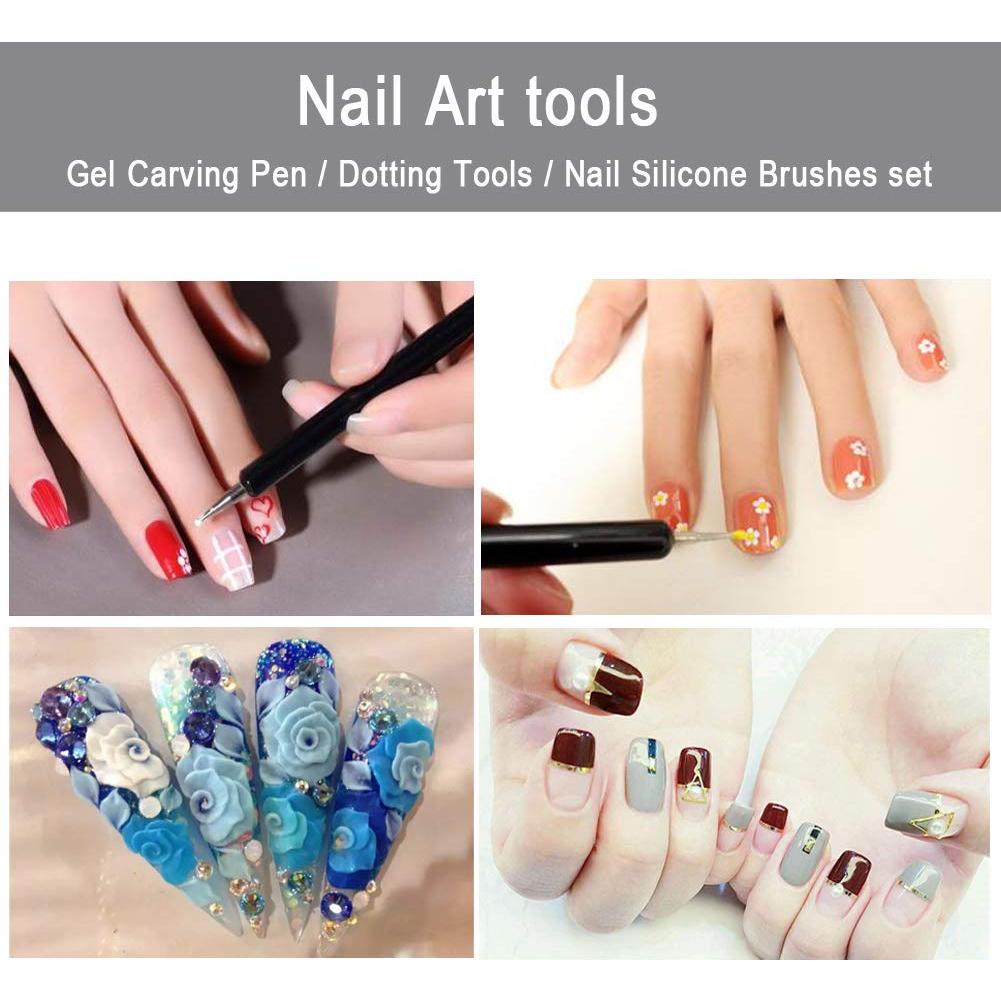 Set de 5 Herramientas de Arte de Uñas GZ - Doble Cabeza Rosa