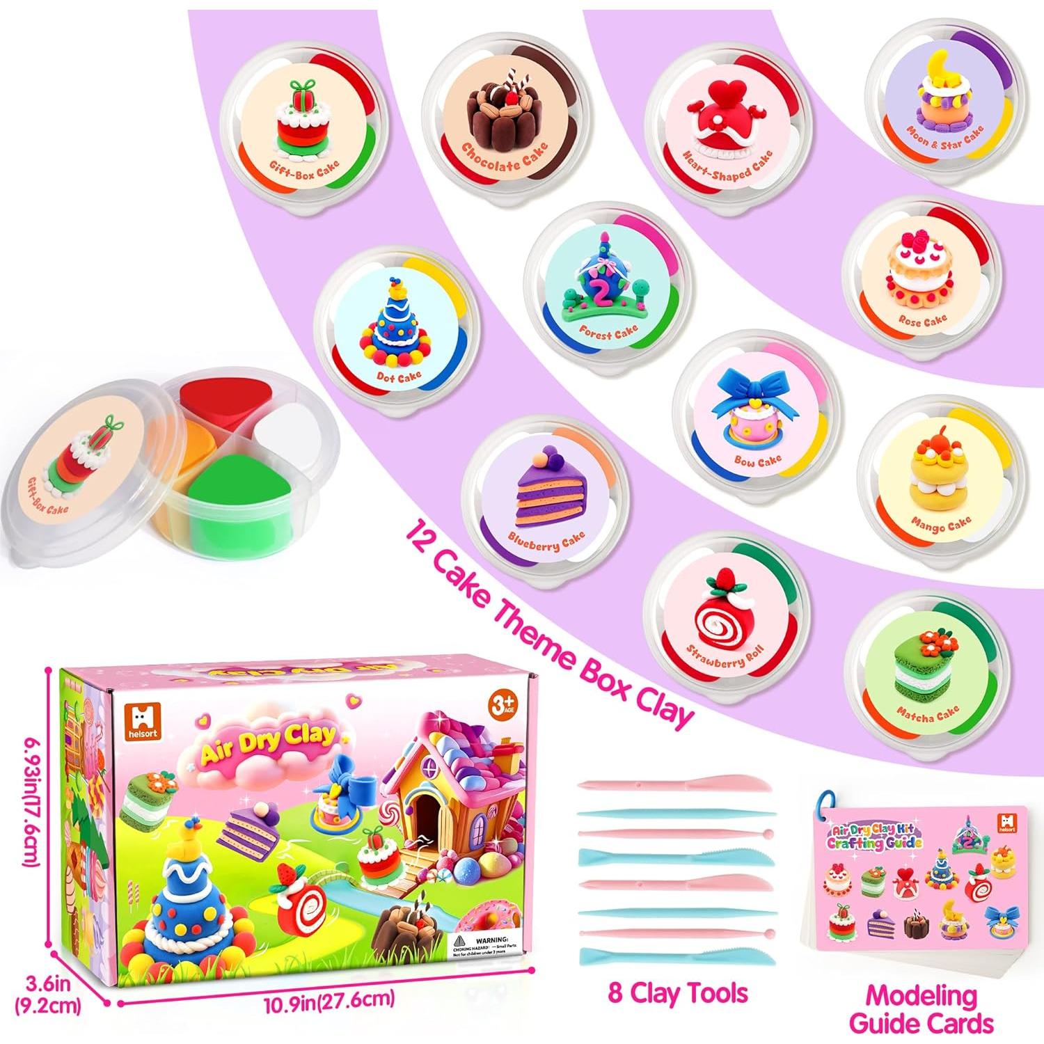Kit de Arcilla Secada al Aire Helsort para Niños - 12 Cajas