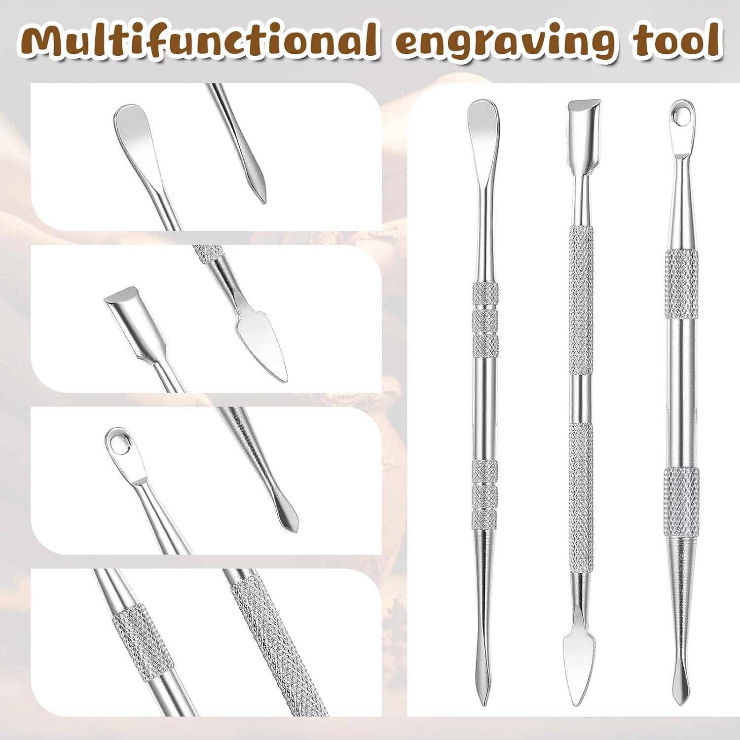 Herramientas de Escultura en Arcilla Larrel - Acero Inoxidable, 3 Piezas