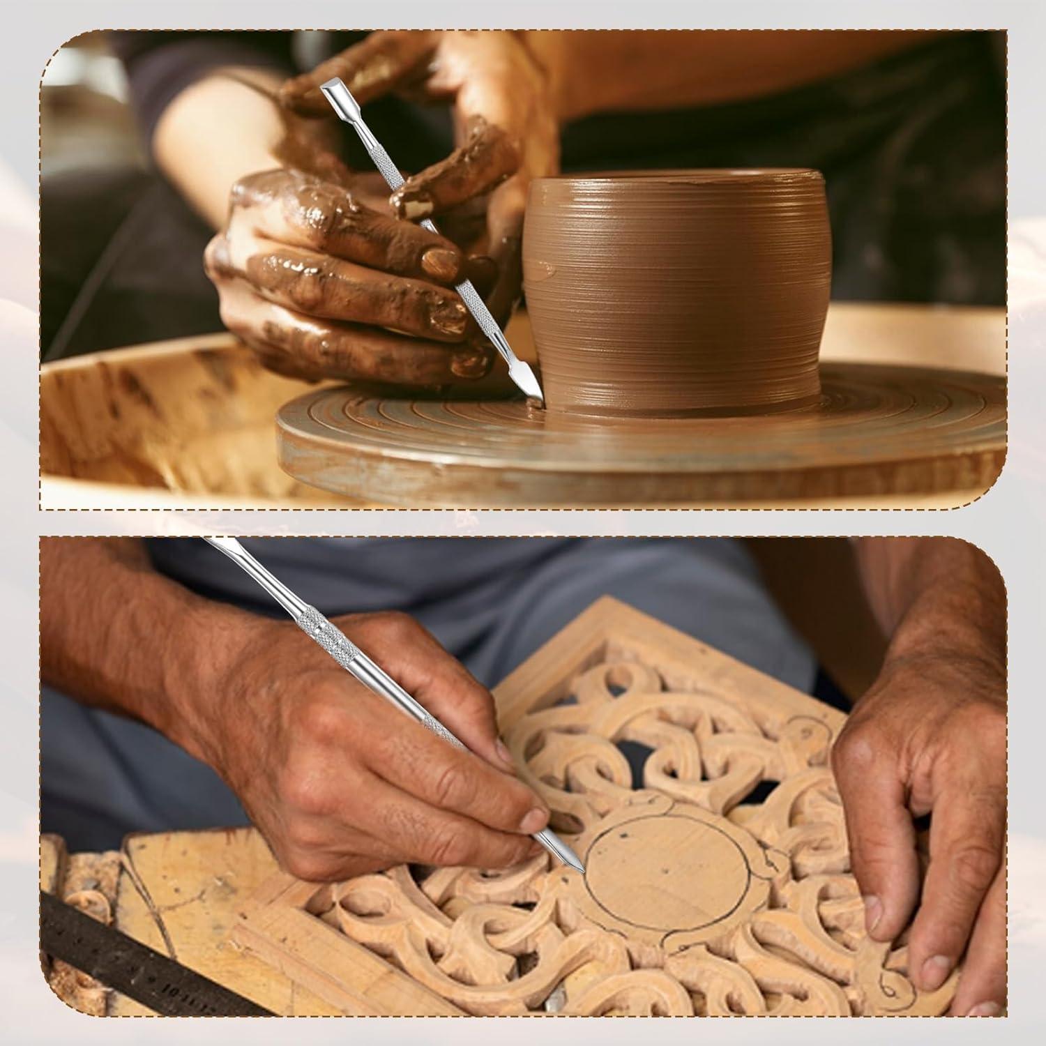 Herramientas de Escultura en Arcilla Larrel - Acero Inoxidable, 3 Piezas
