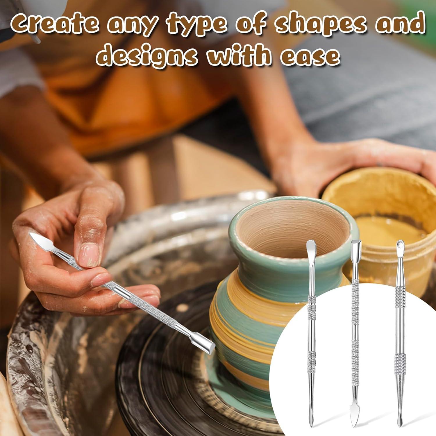 Herramientas de Escultura en Arcilla Larrel - Acero Inoxidable, 3 Piezas