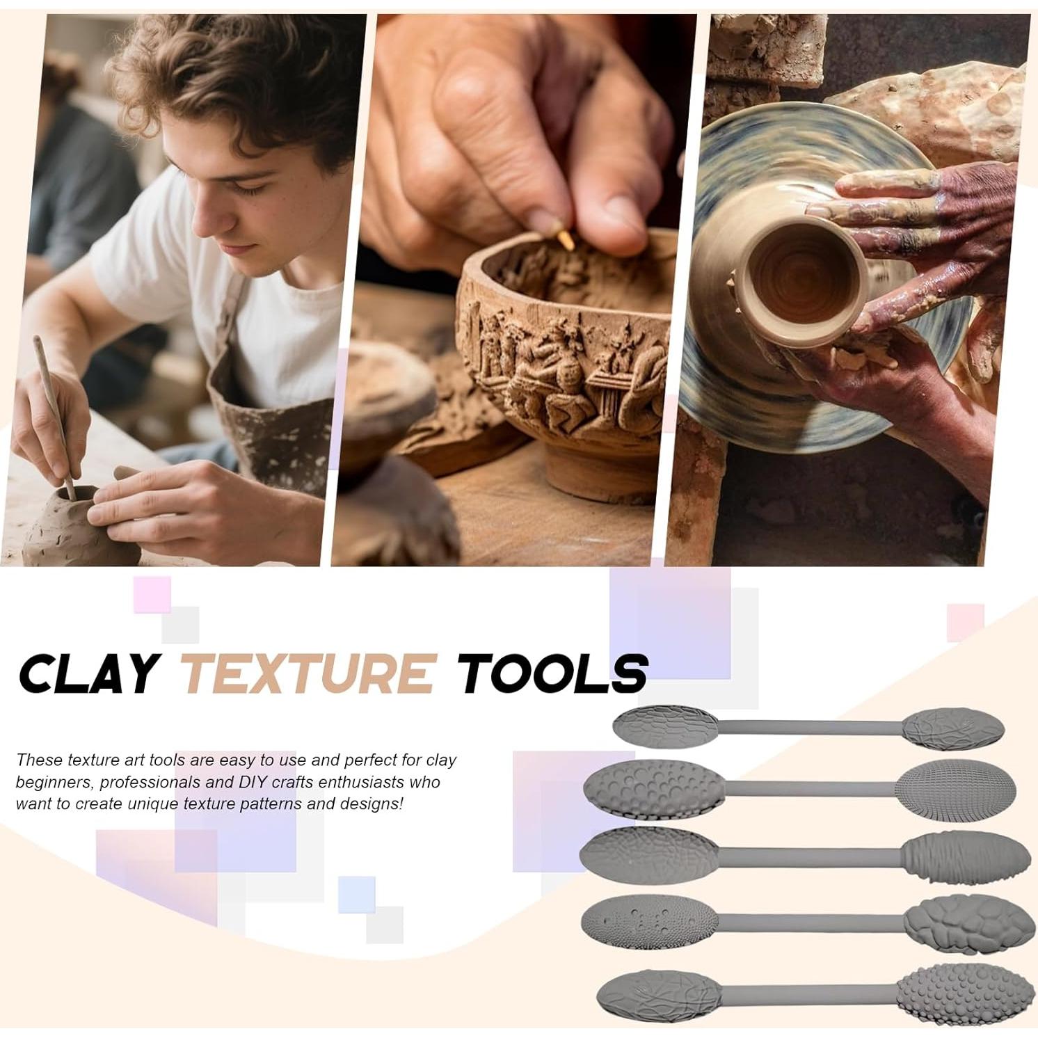 Juego de Herramientas de Textura 5 Piezas Xanadued para Arcilla