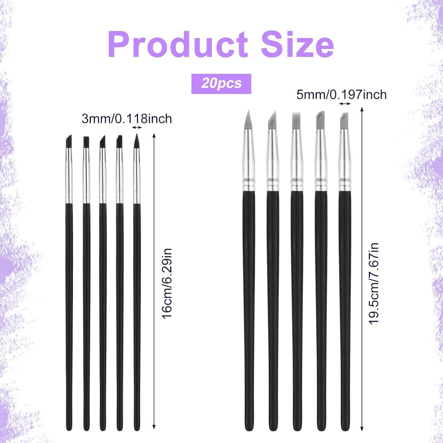 Set de 20 Pinceles de Silicona JIEYAO para Pintura y Esculpido