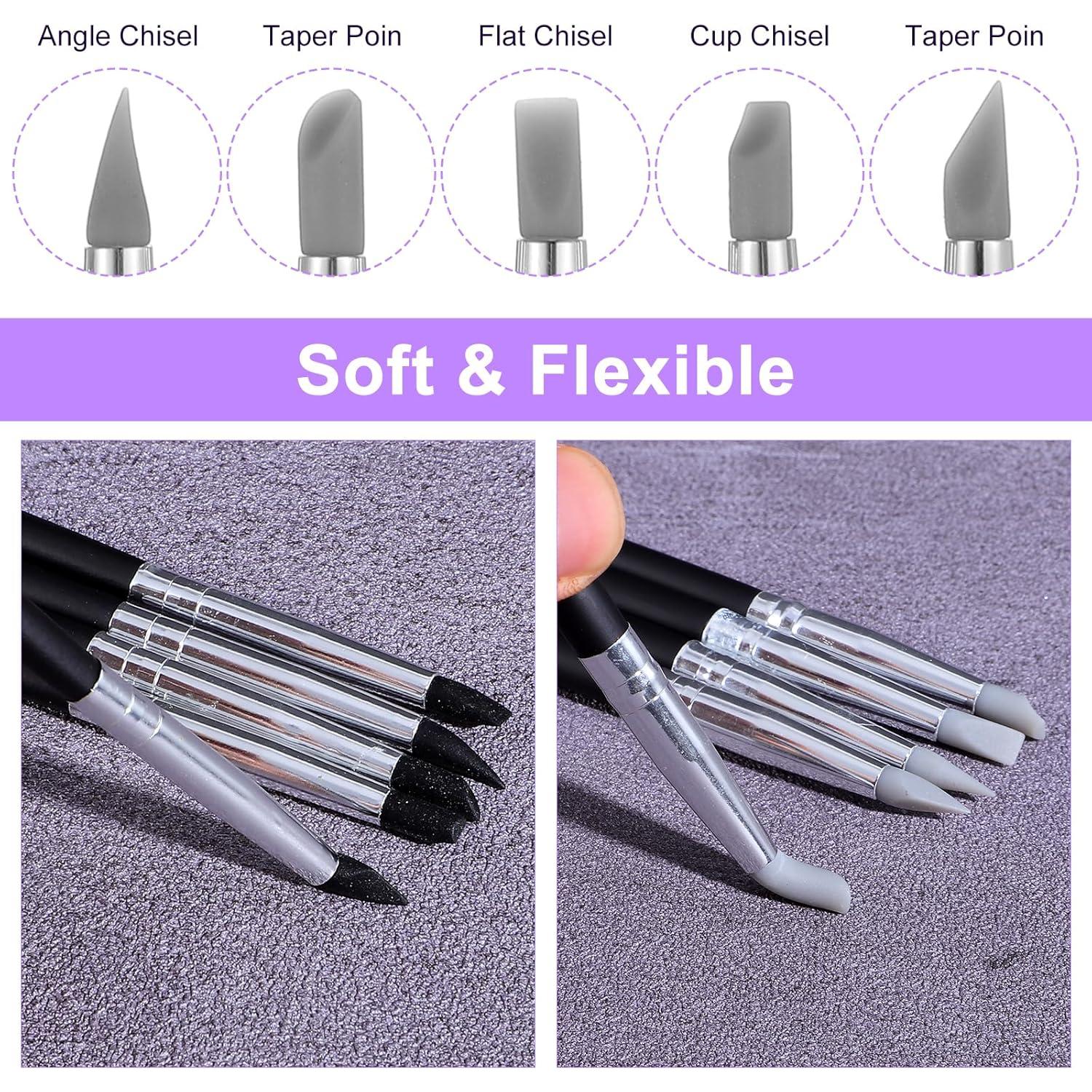 Set de 20 Pinceles de Silicona JIEYAO para Pintura y Esculpido