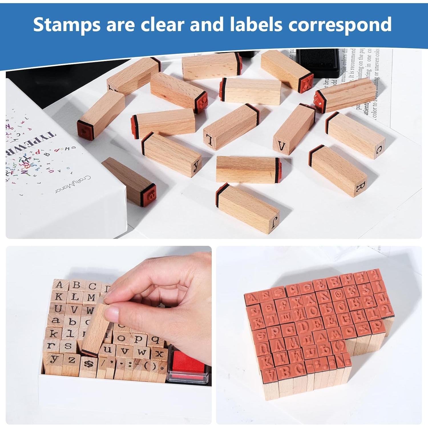 Kit de Sellos de Letras y Almohadillas de Tinta CraftyManor 68PCS