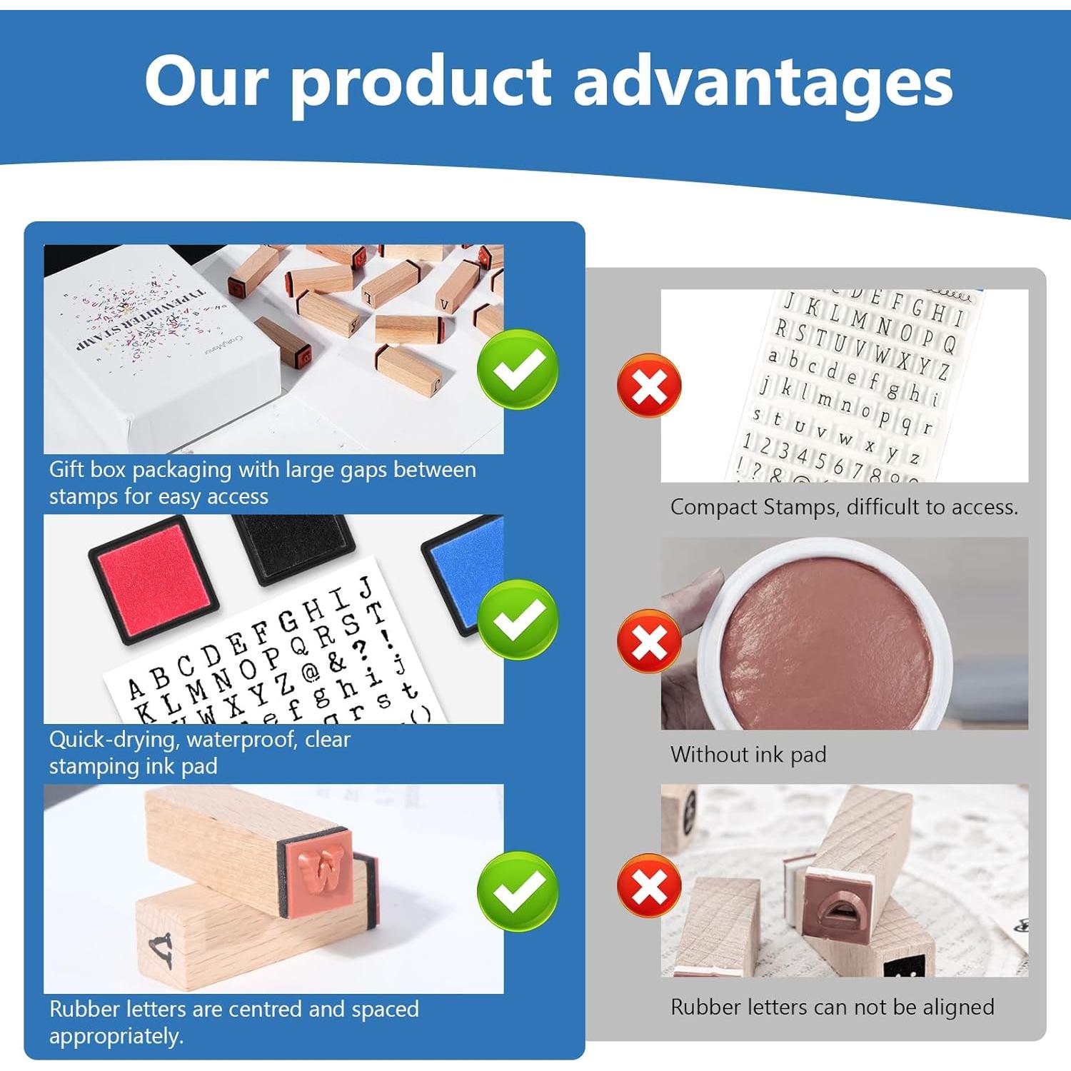 Kit de Sellos de Letras y Almohadillas de Tinta CraftyManor 68PCS