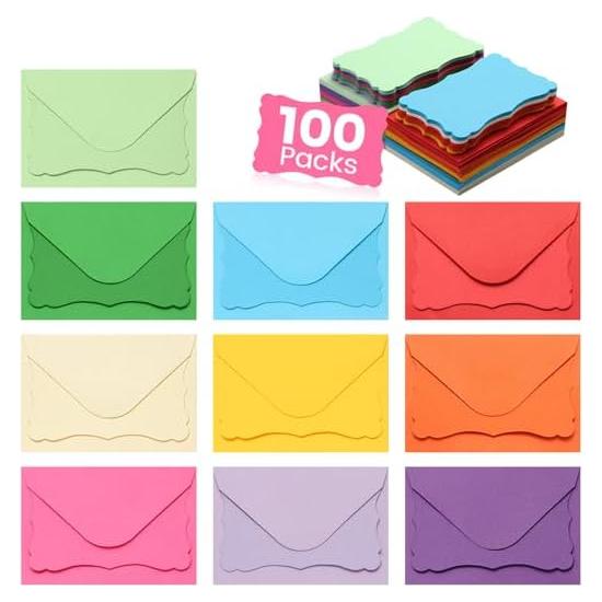 Paquete de 100 Mini Tarjetas de Nota con Sobres Autoadhesivos XXINMOH