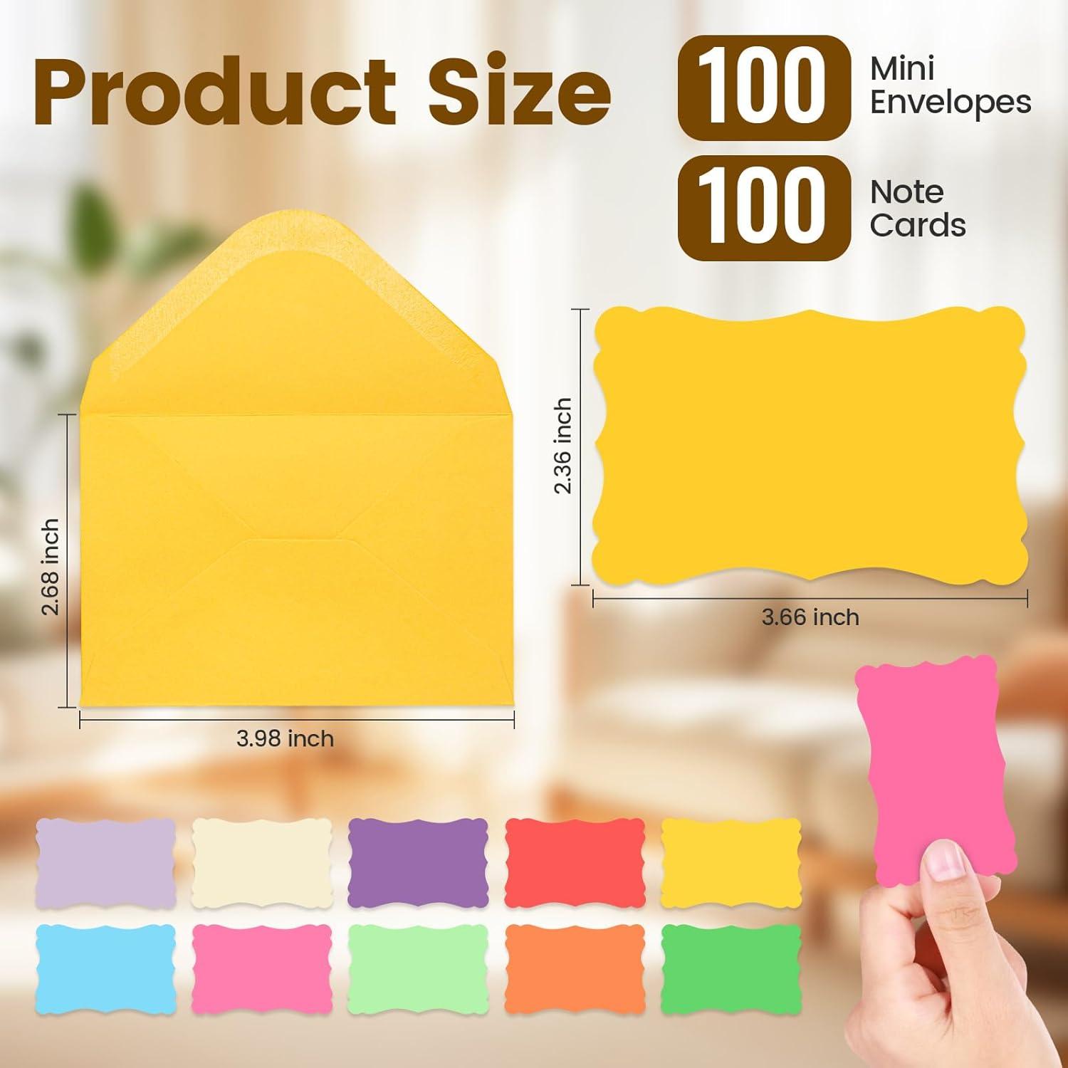 Paquete de 100 Mini Tarjetas de Nota con Sobres Autoadhesivos XXINMOH