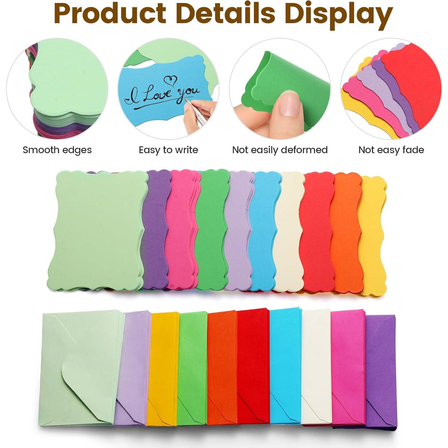 Paquete de 100 Mini Tarjetas de Nota con Sobres Autoadhesivos XXINMOH