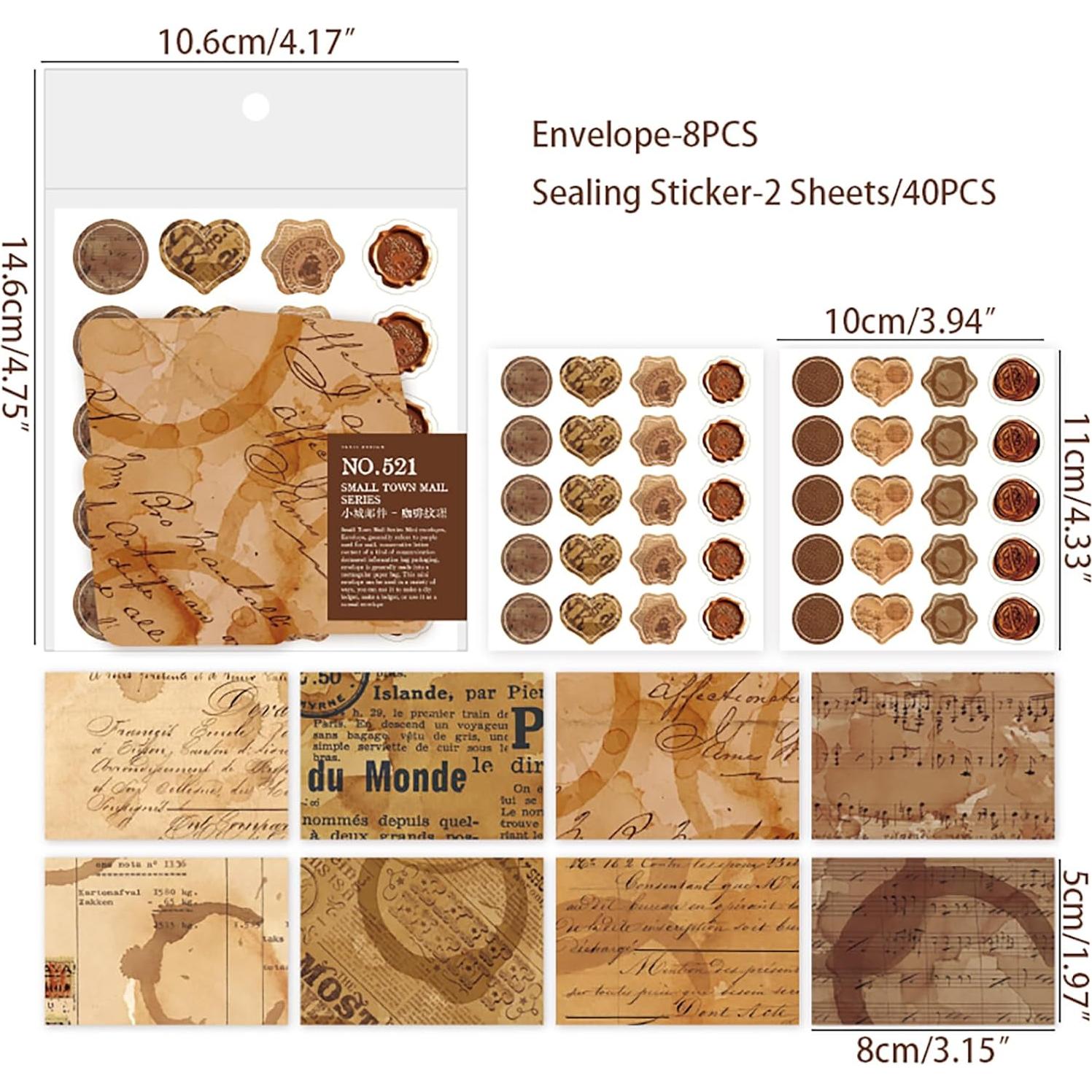 Conjunto de Sobres Vintage Doraking 40 Sobres y Sellos 5x8 cm