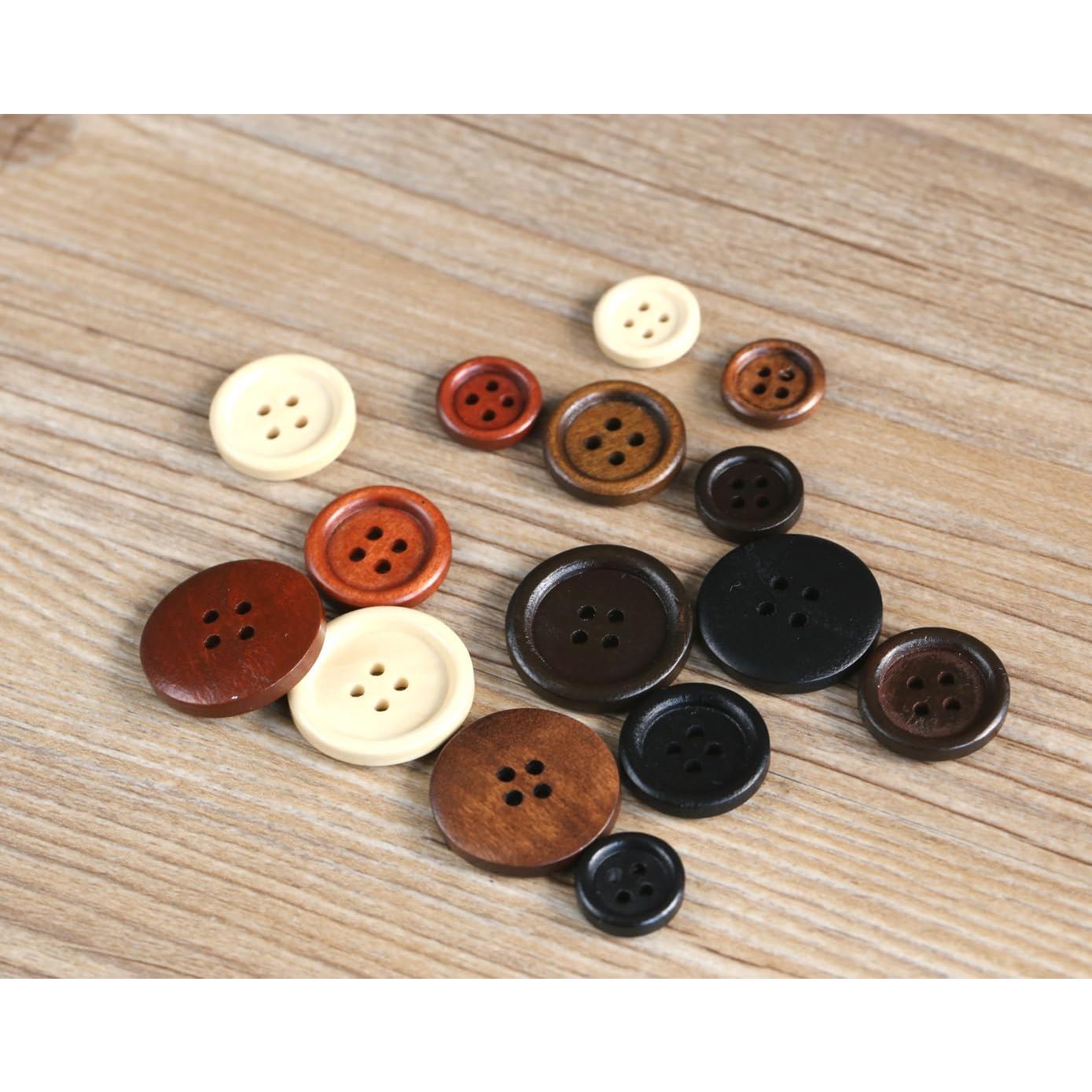 170 Botones de Madera Asortidos 15mm 20mm 25mm GANSSIA