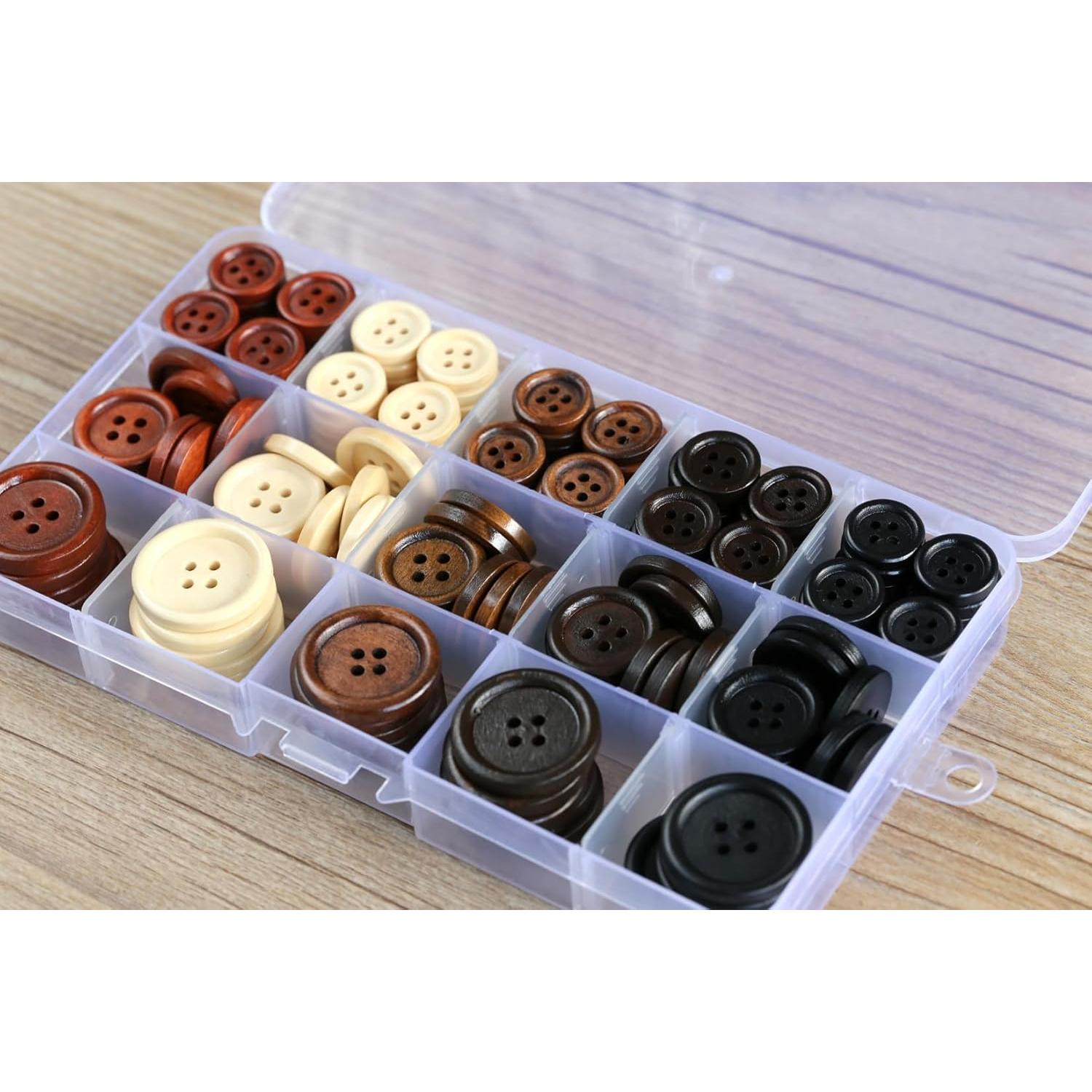 170 Botones de Madera Asortidos 15mm 20mm 25mm GANSSIA