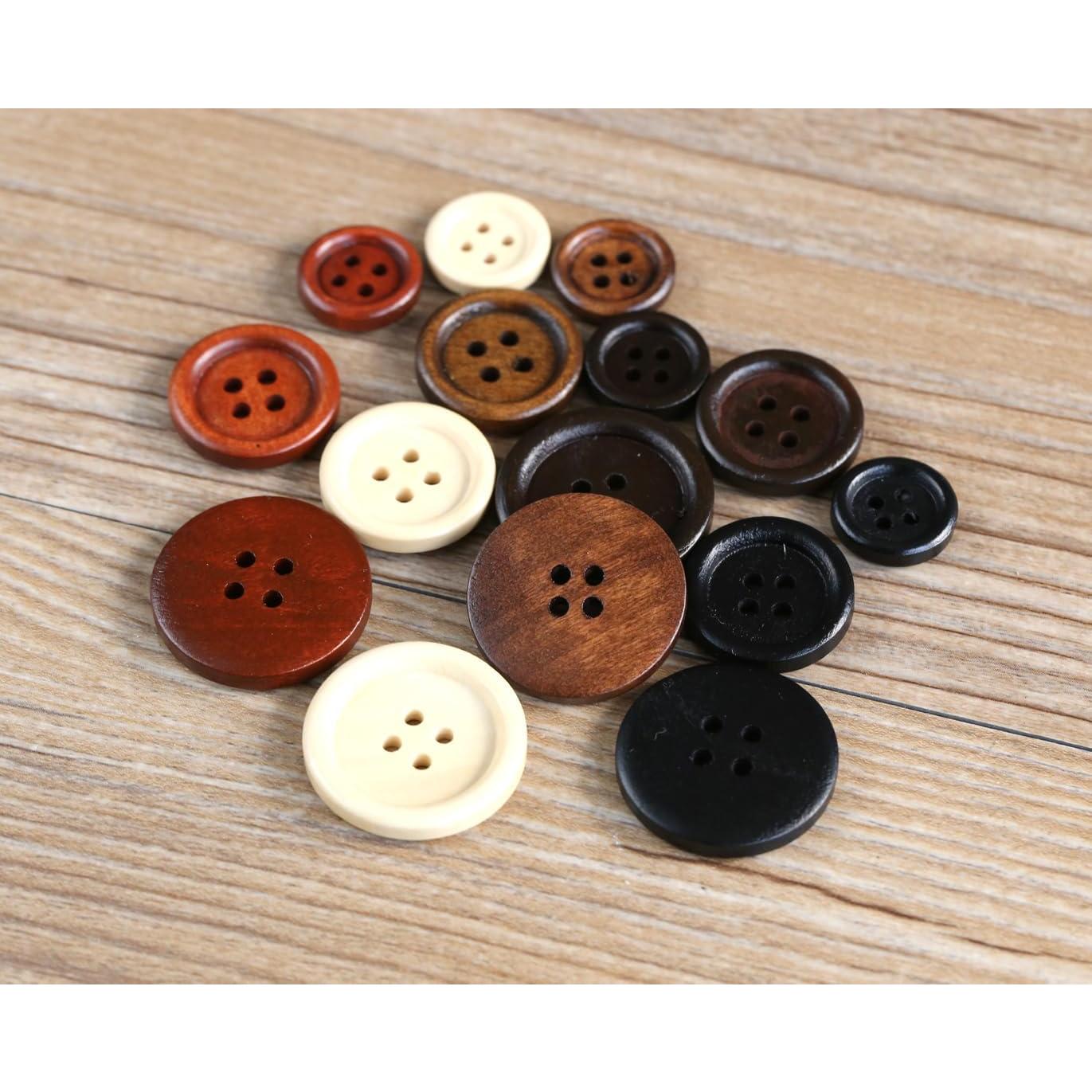 170 Botones de Madera Asortidos 15mm 20mm 25mm GANSSIA