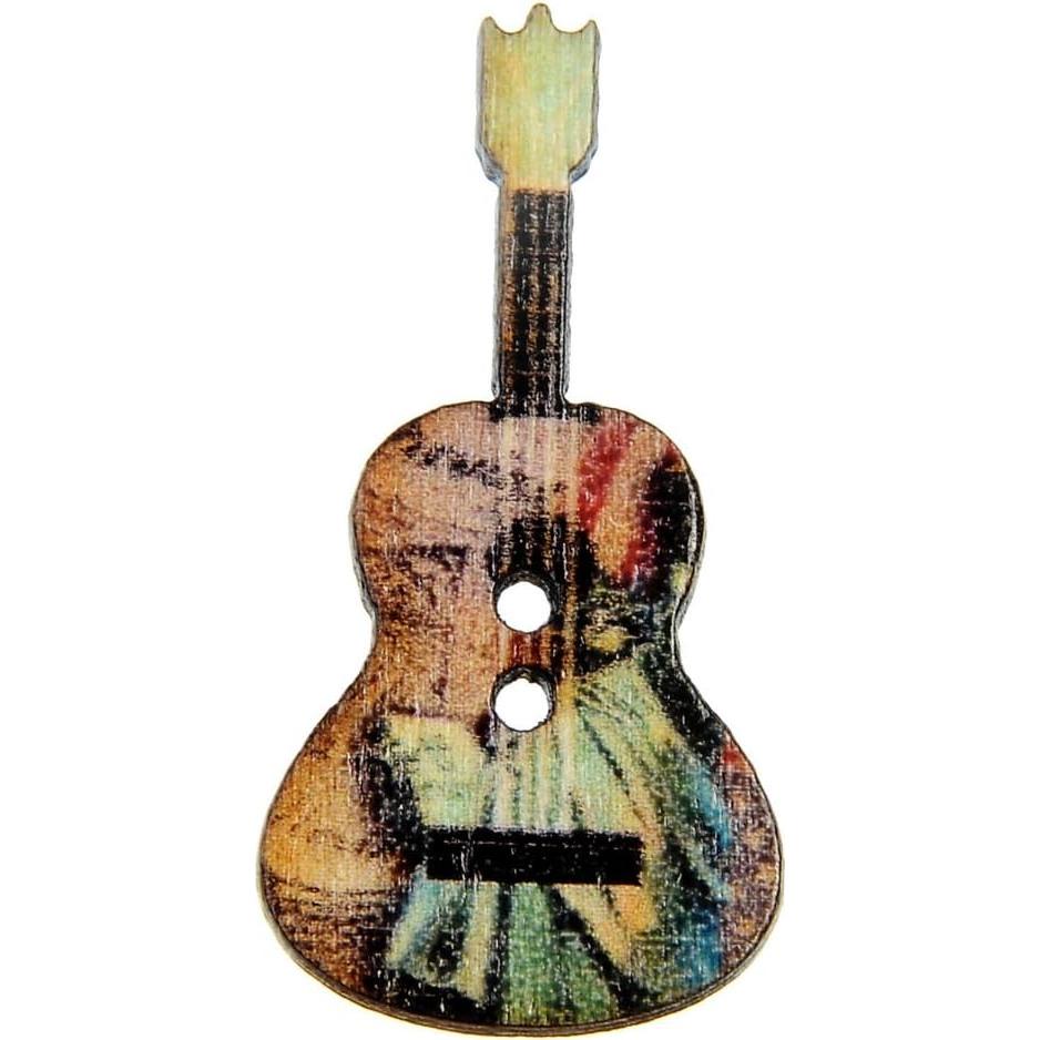 Botones de Madera AKOAK 50 Pcs Guitarra Vintage 35x18mm