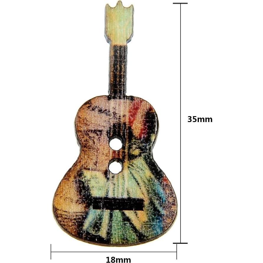 Botones de Madera AKOAK 50 Pcs Guitarra Vintage 35x18mm