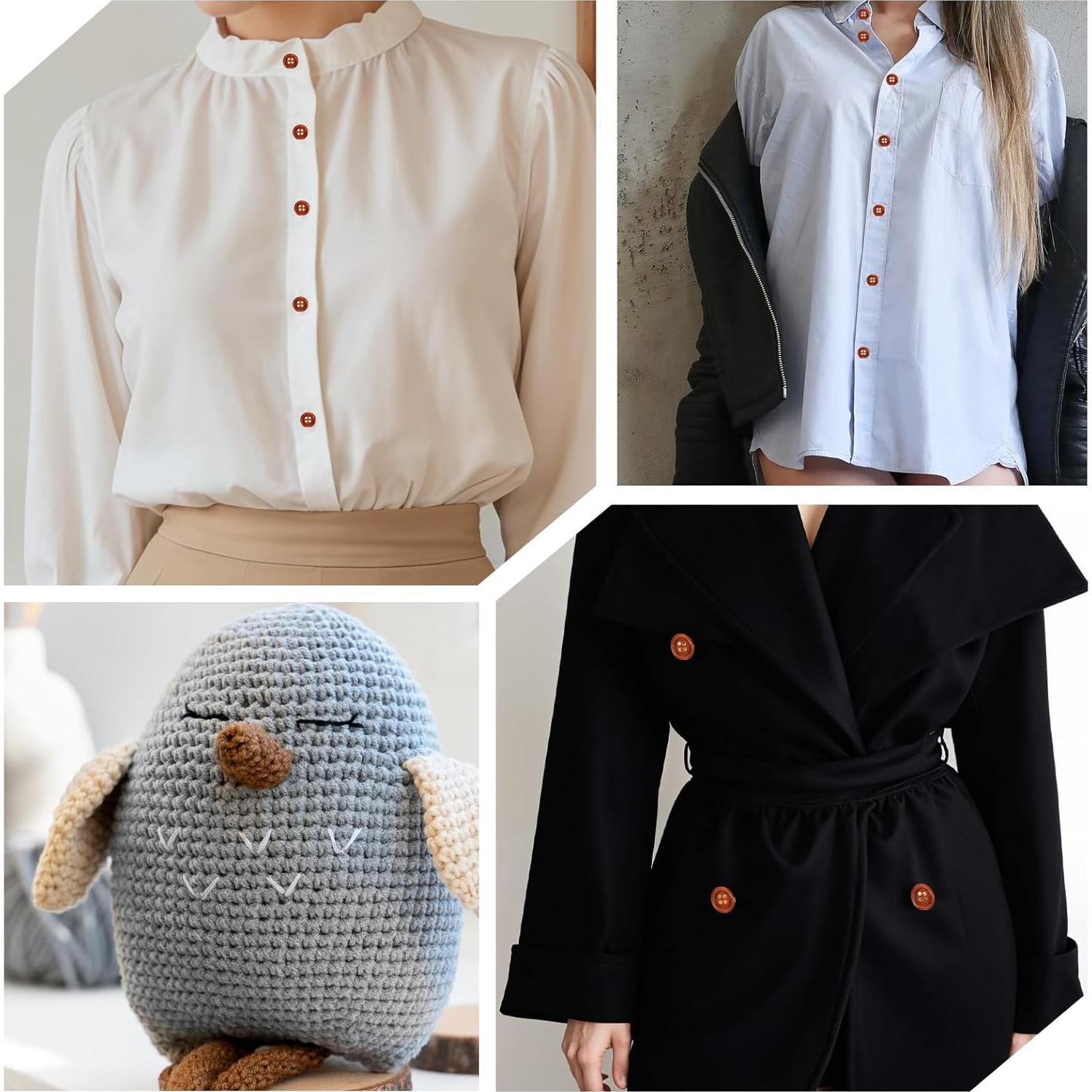 100 Botones de Madera Natural Marrones 12.5mm y 25mm para Coser