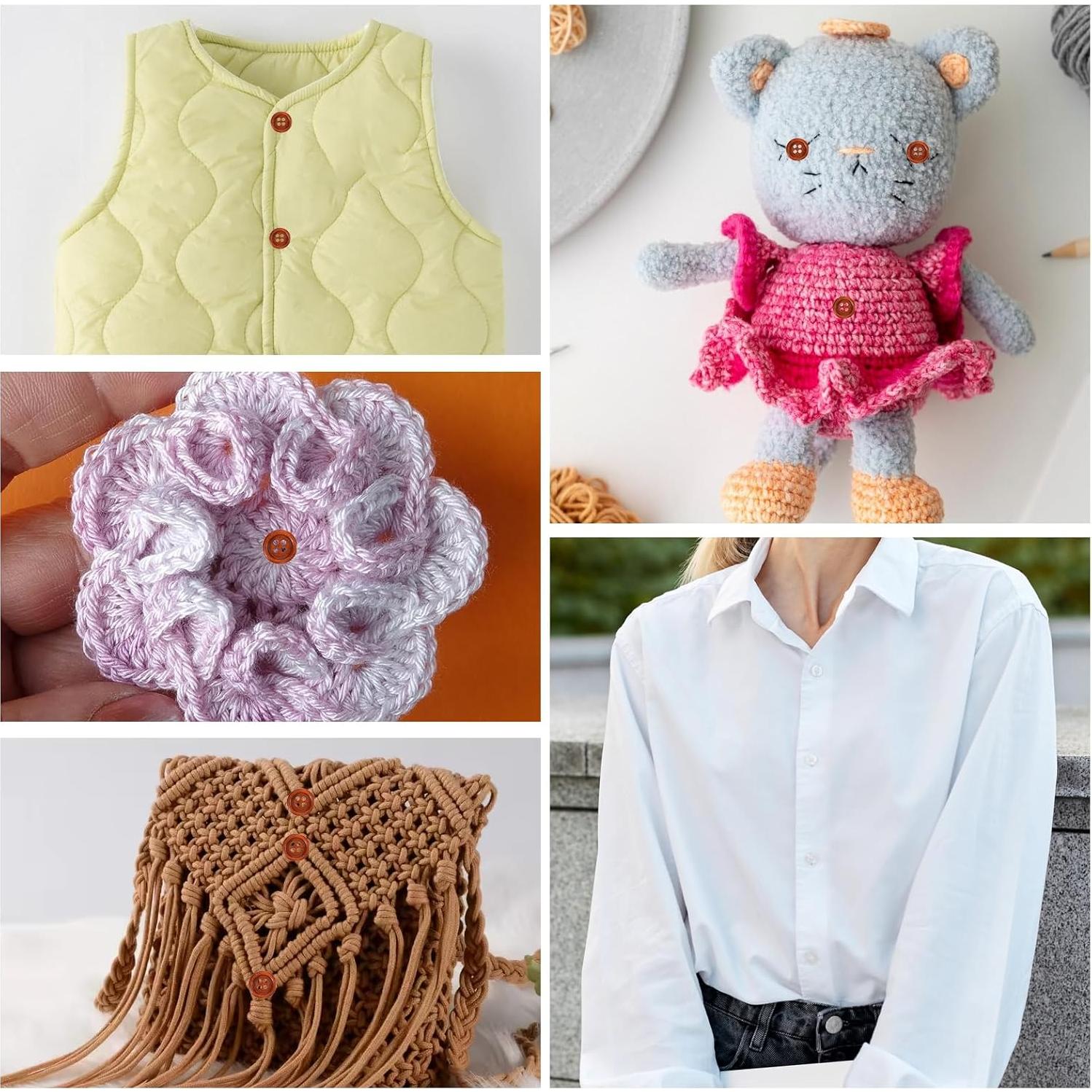 100 Botones de Madera Natural Marrones 12.5mm y 25mm para Coser