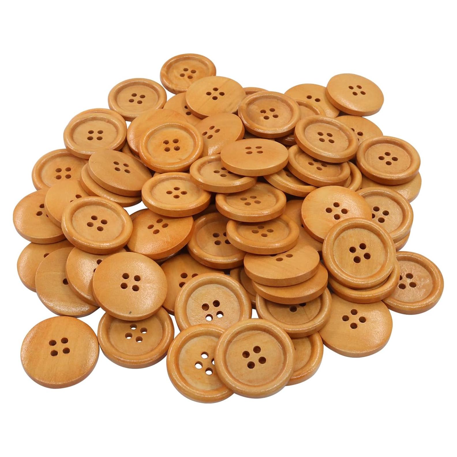 Botones de Madera Cionyce 25mm Marrón 200 Piezas Manualidades