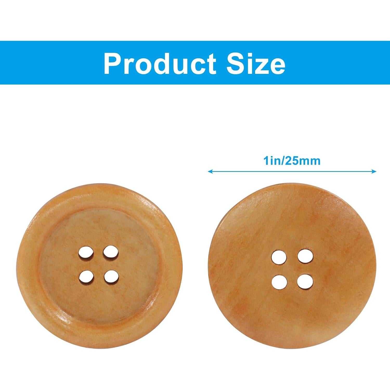 Botones de Madera Cionyce 25mm Marrón 200 Piezas Manualidades