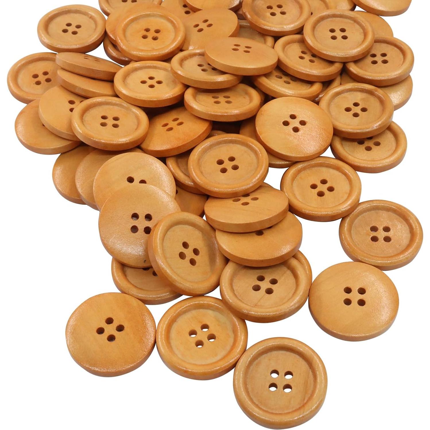 Botones de Madera Cionyce 25mm Marrón 200 Piezas Manualidades