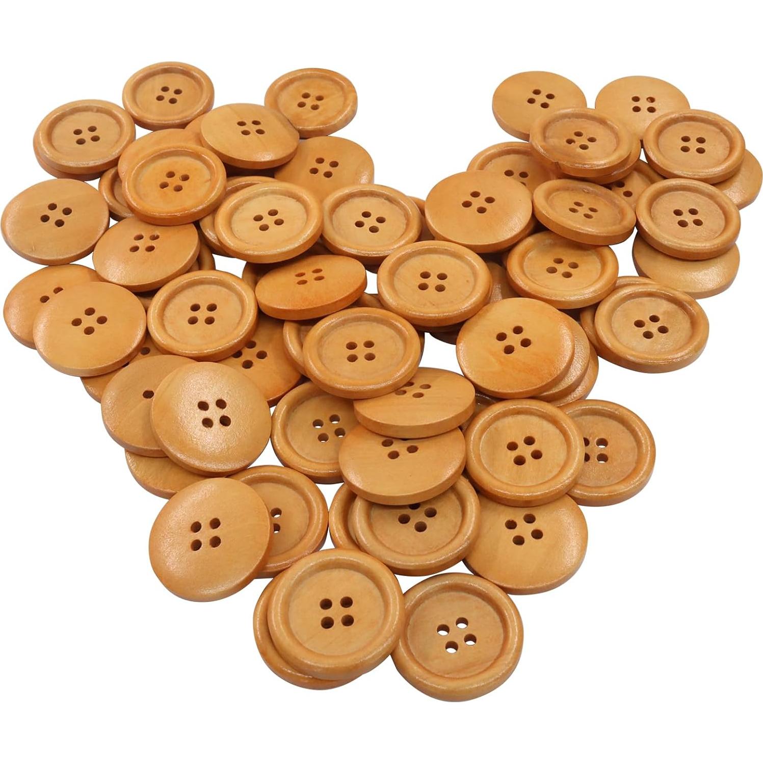 Botones de Madera Cionyce 25mm Marrón 200 Piezas Manualidades