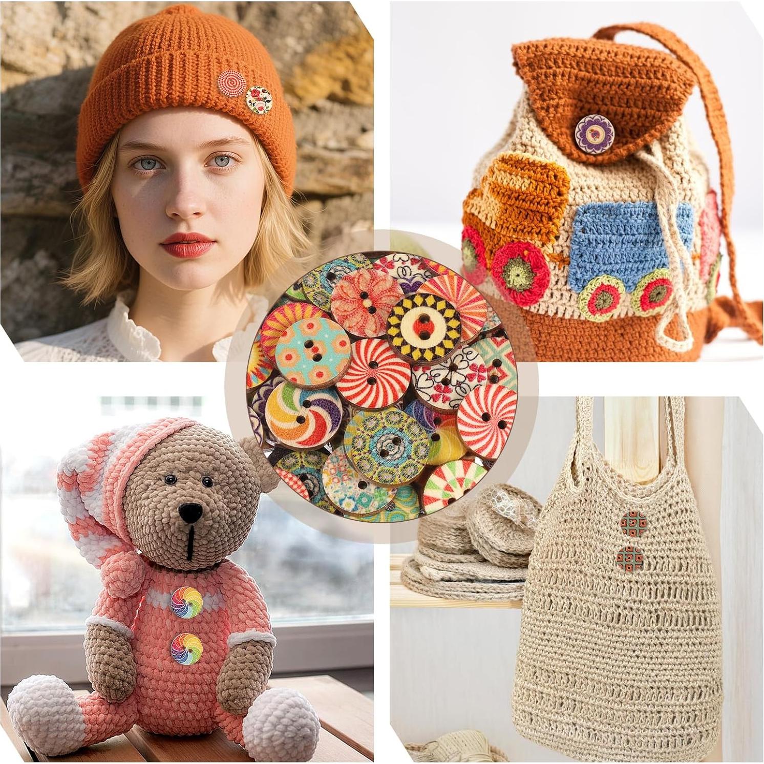 Botones de Madera Vintage Cobee 200 Pcs 1.5 cm Decorativos