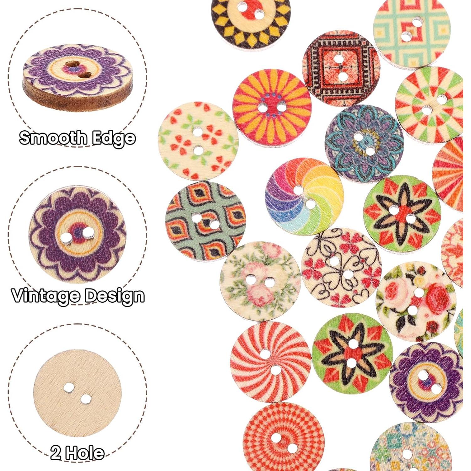 Botones de Madera Vintage Cobee 200 Pcs 1.5 cm Decorativos