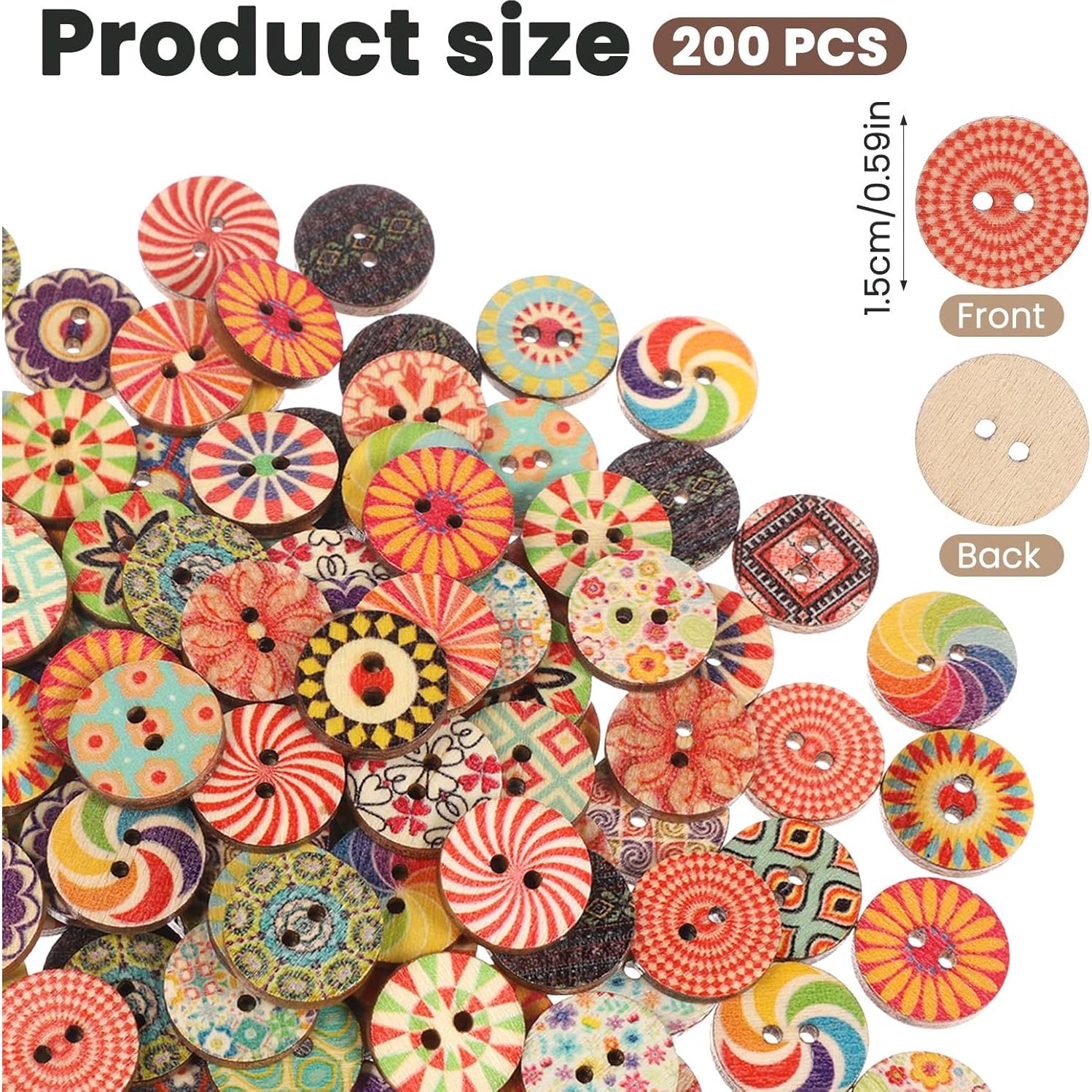 Botones de Madera Vintage Cobee 200 Pcs 1.5 cm Decorativos