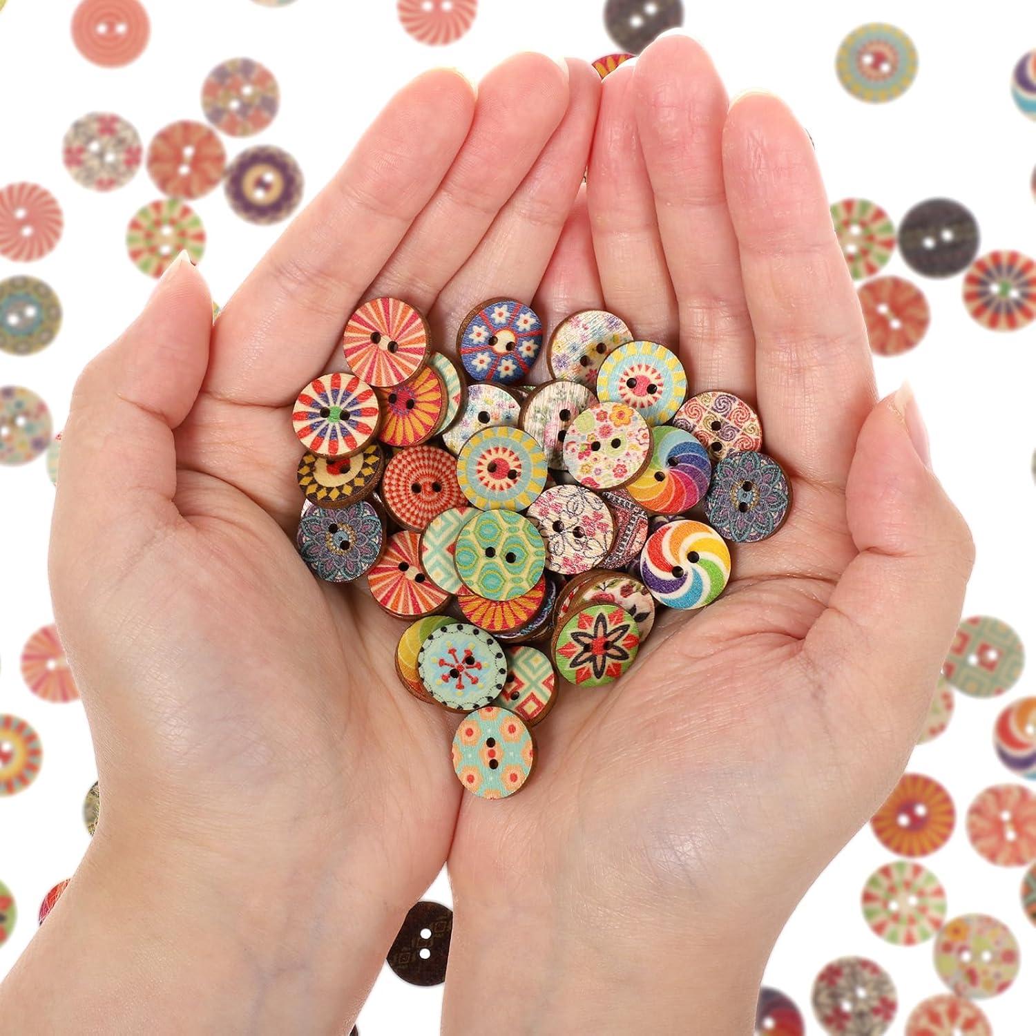 Botones de Madera Vintage Cobee 200 Pcs 1.5 cm Decorativos