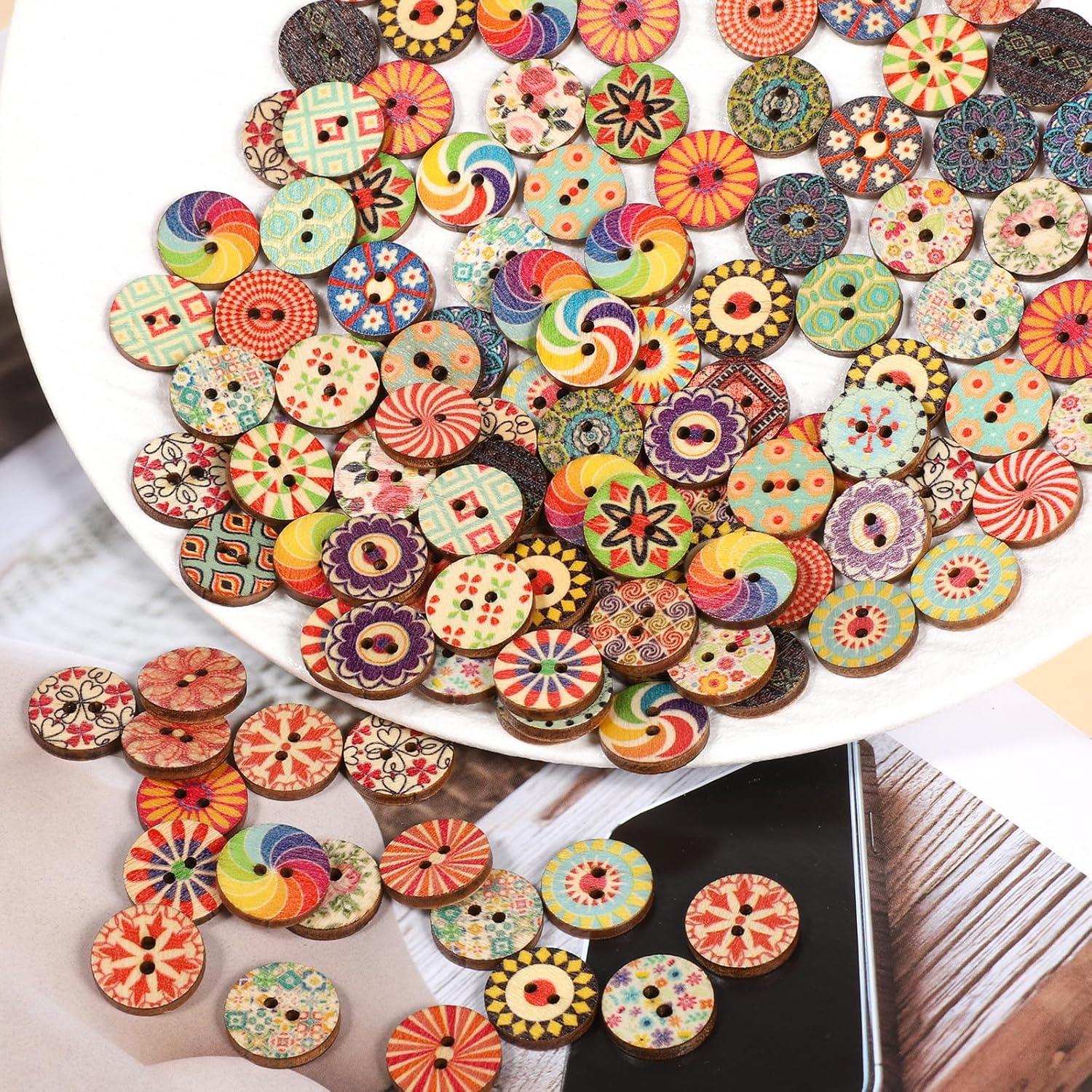 Botones de Madera Vintage Cobee 200 Pcs 1.5 cm Decorativos