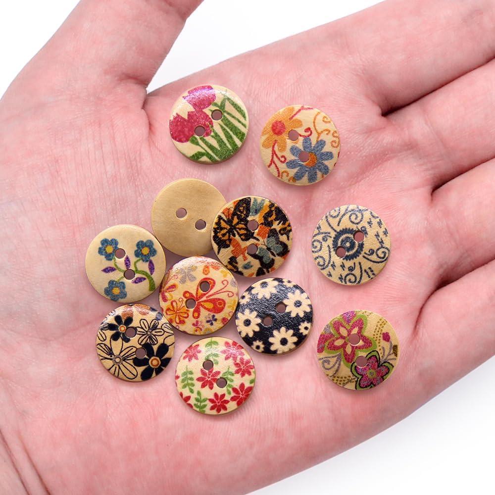 Botones de Madera Pintados SEMINI 200 Piezas 1.52cm