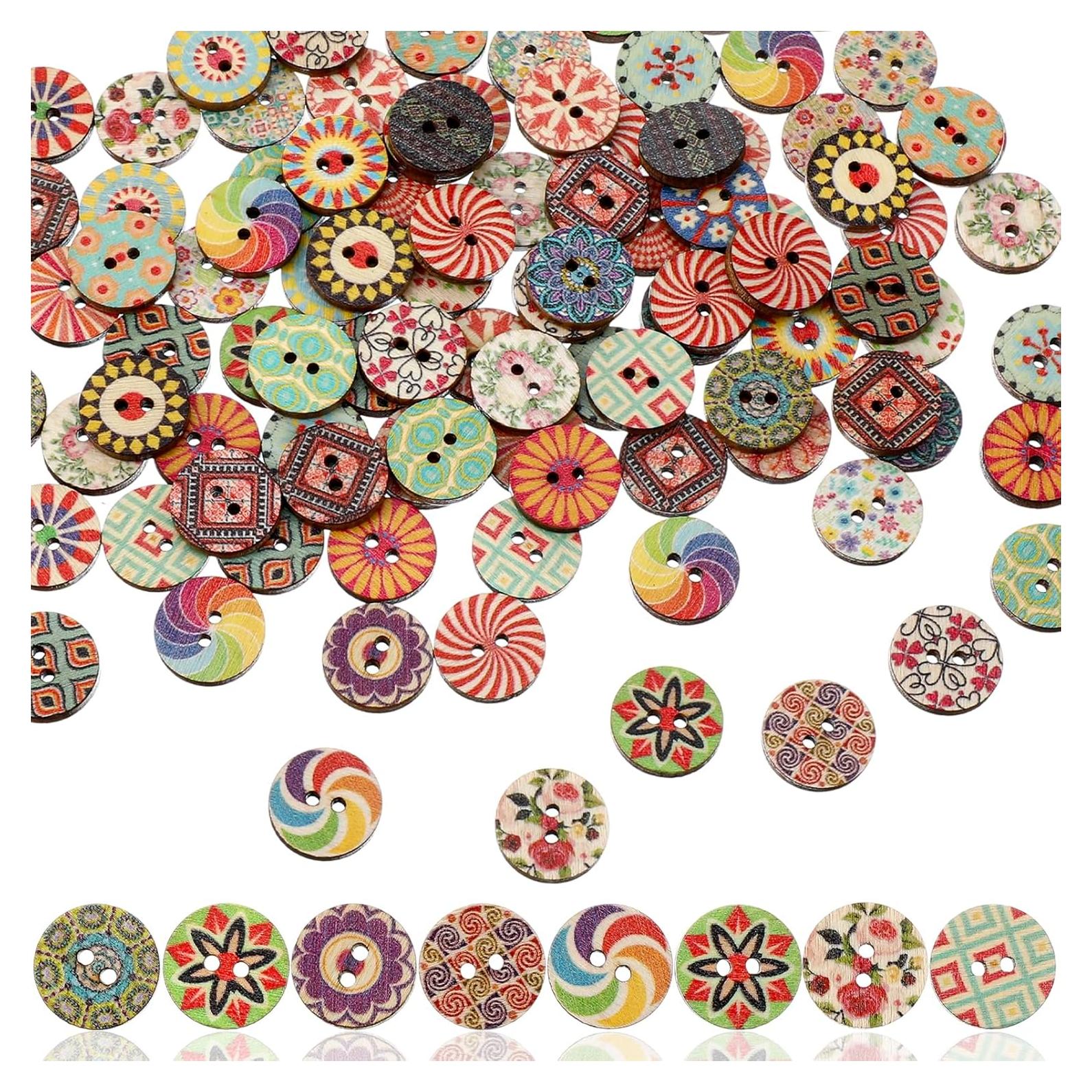 100 Botones de Madera Vintage Nogeqi 1.52cm para Manualidades