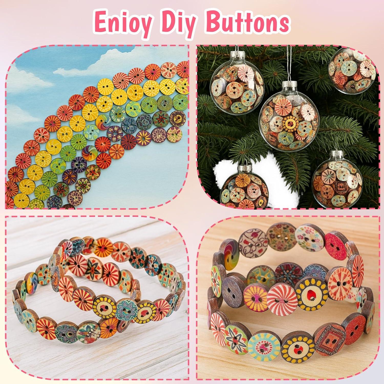 100 Botones de Madera Vintage Nogeqi 1.52cm para Manualidades