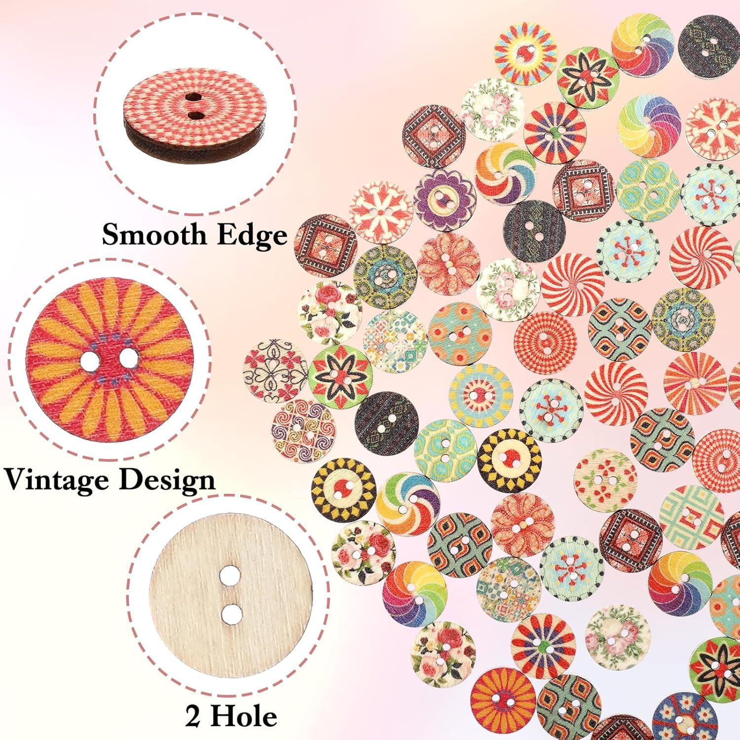 100 Botones de Madera Vintage Nogeqi 1.52cm para Manualidades