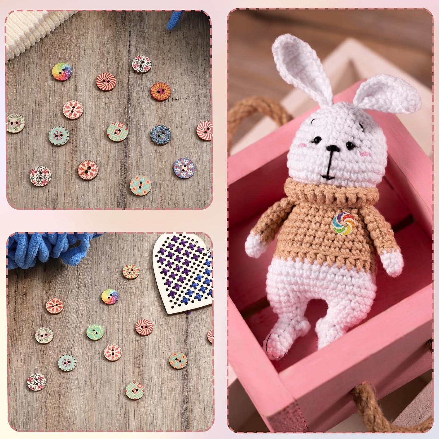 100 Botones de Madera Vintage Nogeqi 1.52cm para Manualidades