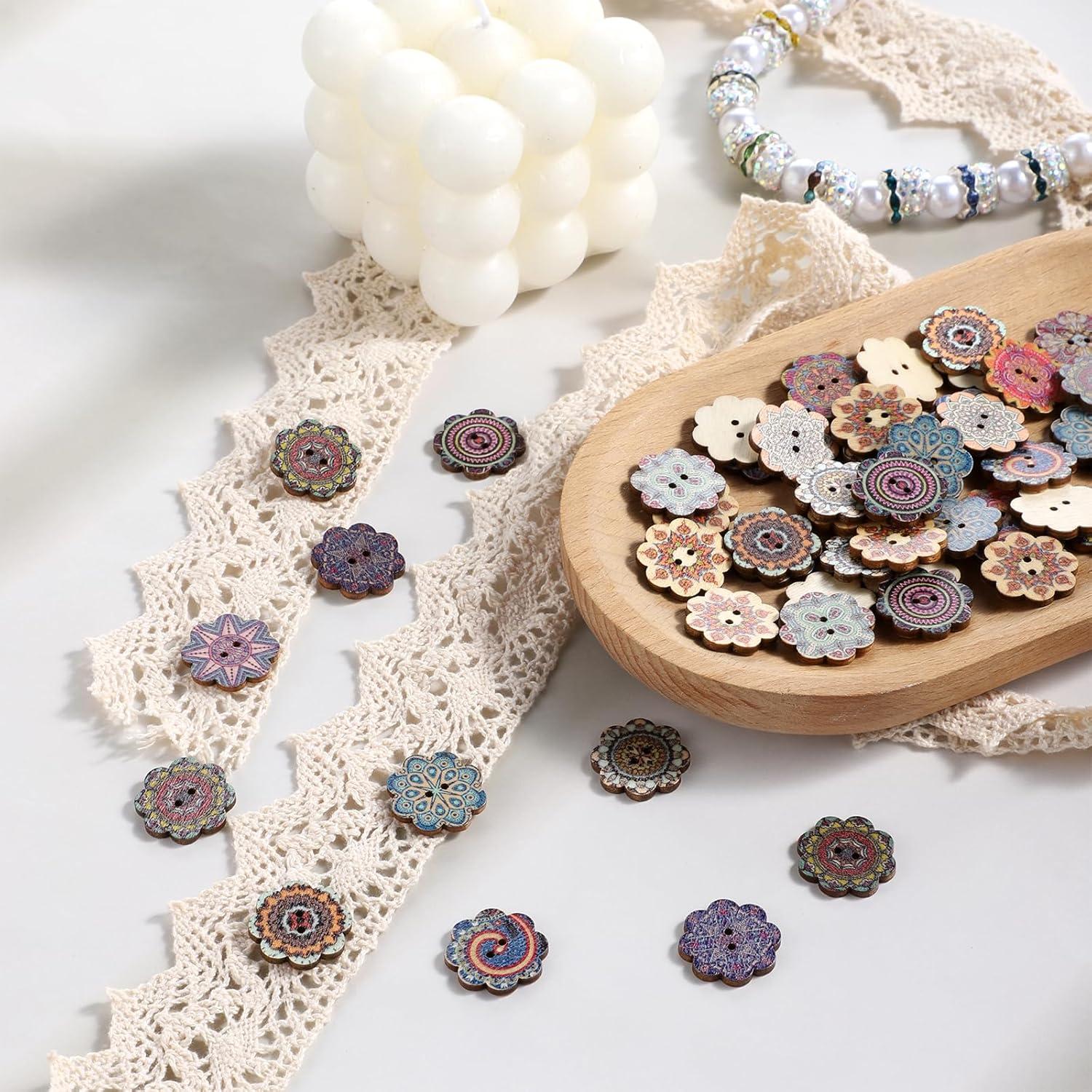 150 Botones de Madera Vintage Qulkws 20mm Decorativos DIY