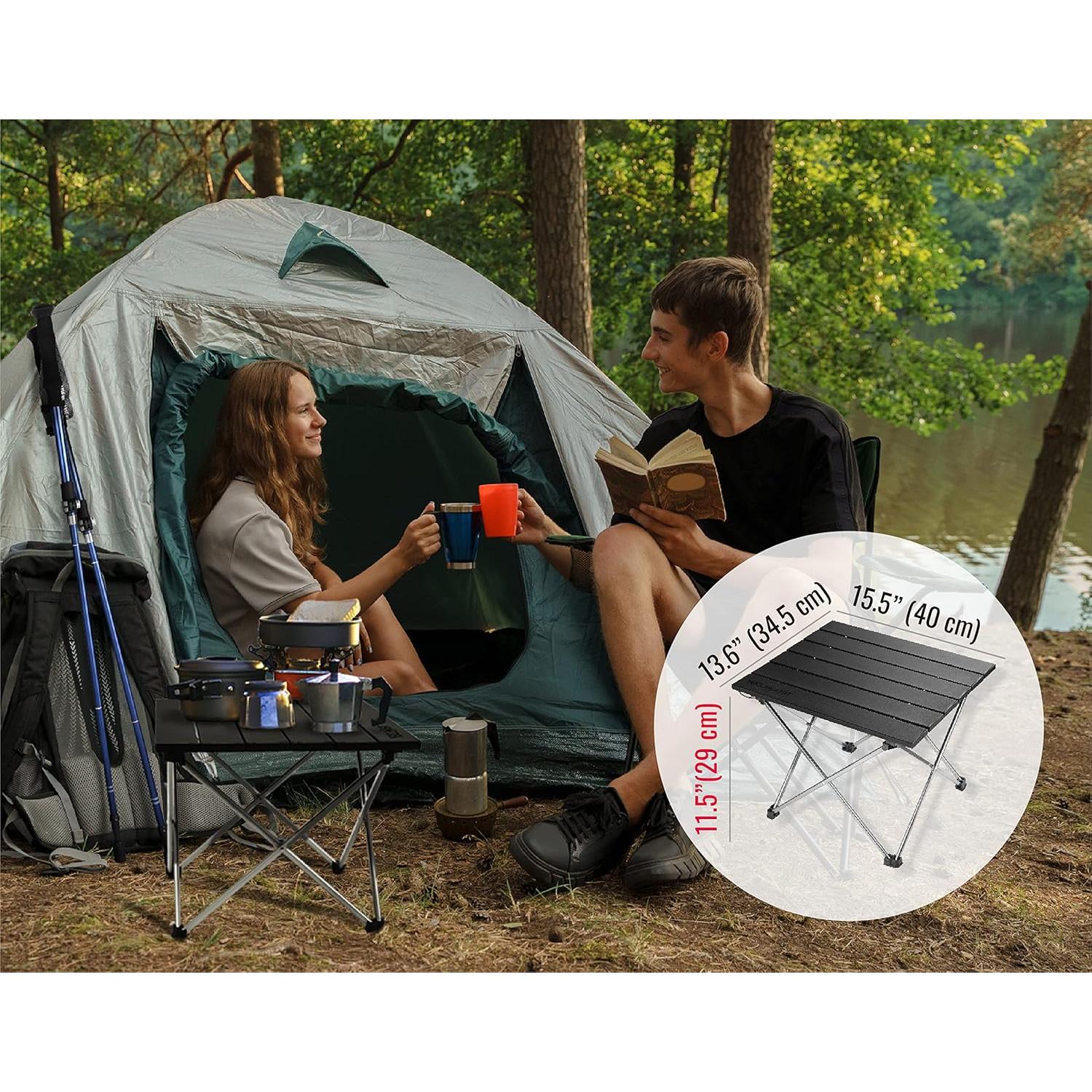 Small Camping Table - Beach Table That Fold Up - Lightweight, Foldable, Potable Folding Small Outdoor Table - for Camp, Hiking, Campers & Summer Outing Trip