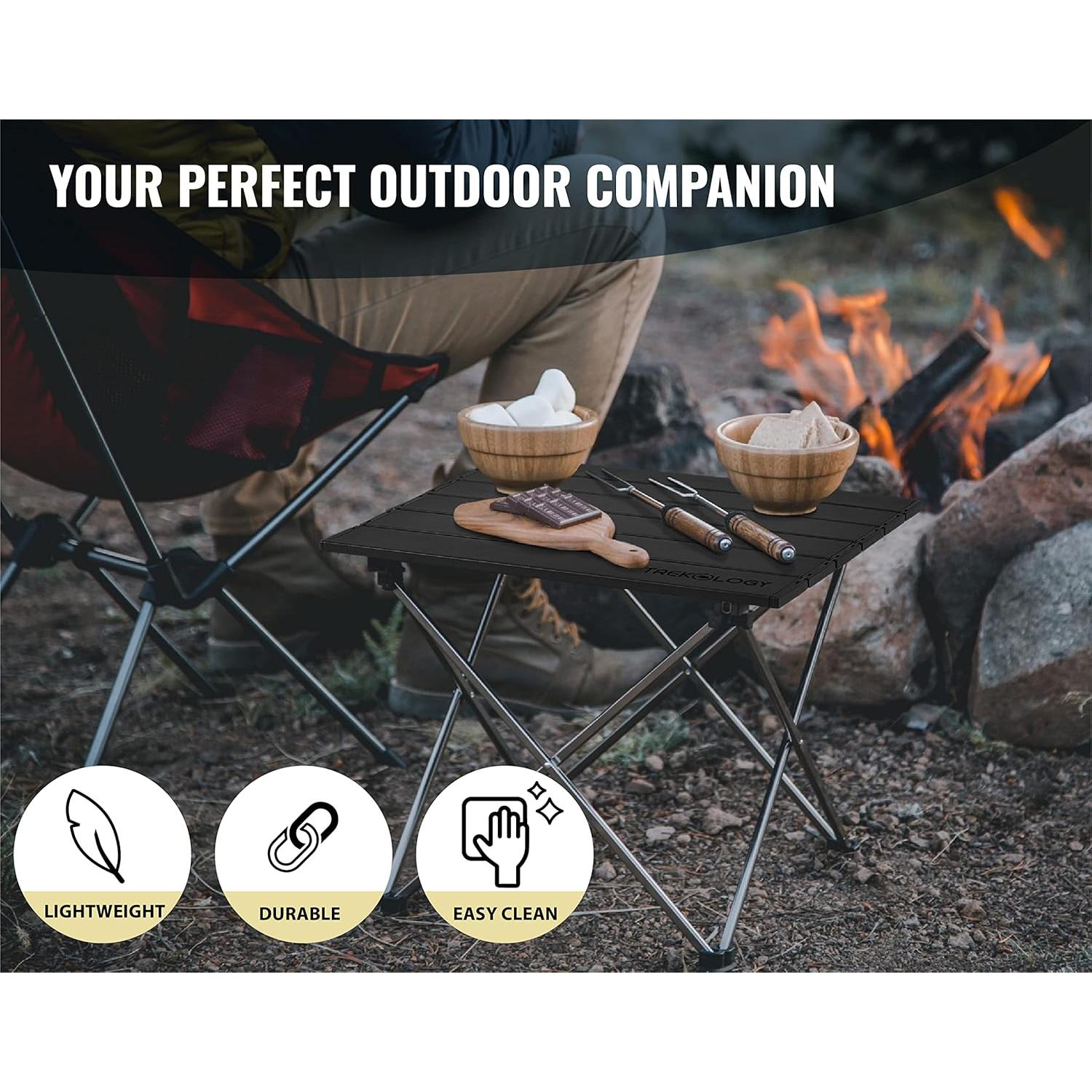 Small Camping Table - Beach Table That Fold Up - Lightweight, Foldable, Potable Folding Small Outdoor Table - for Camp, Hiking, Campers & Summer Outing Trip